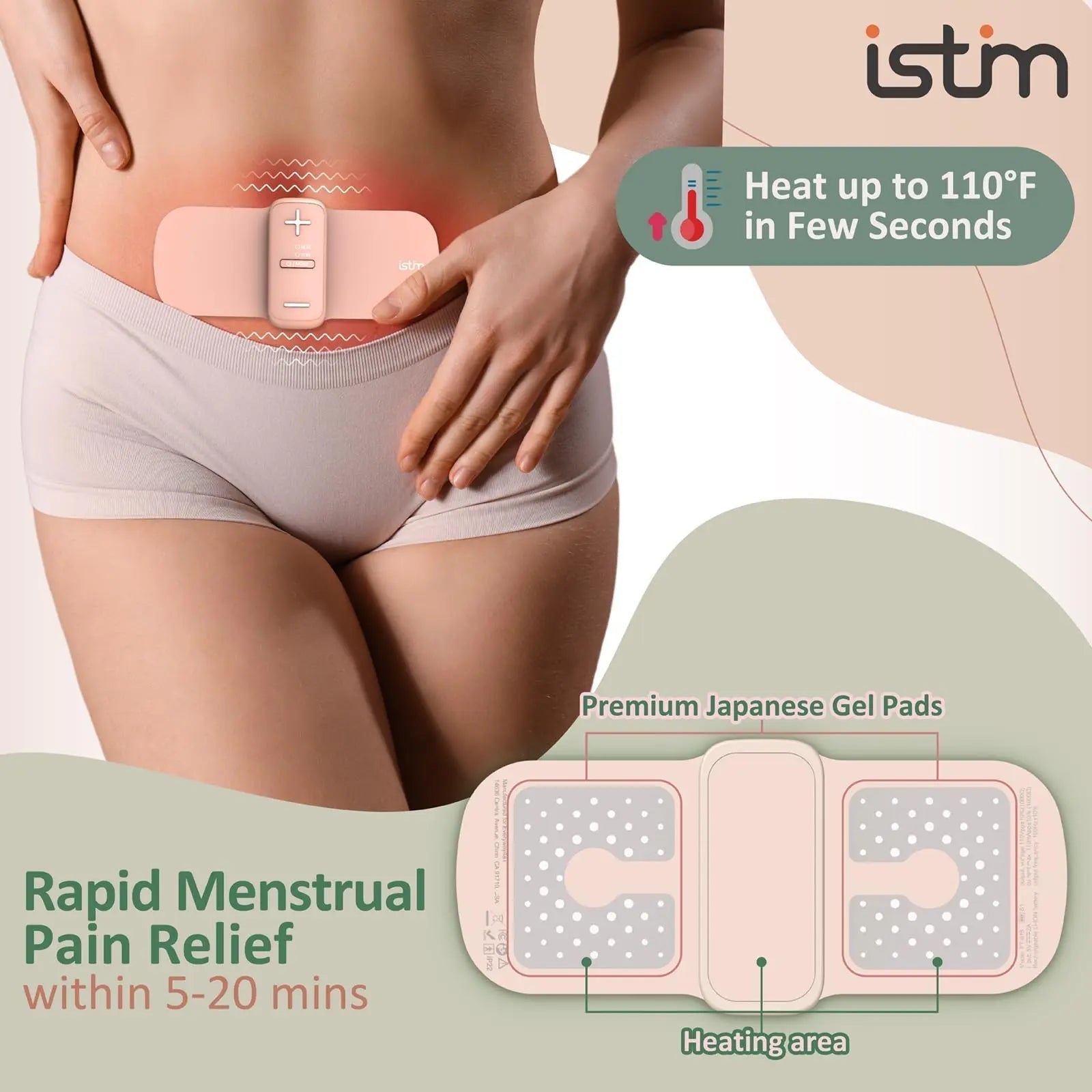 iStim S1 Wireless TENS Unit for Menstrual Relief – Period Pain Relief Device for Period Cramps and Back Pain, TENS Machine with Heat, Rechargeable Drug-Free TENS Massager with Japanese Gel Pads iSTIM uk supplements