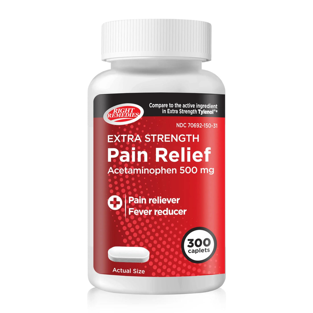 RIGHT REMEDIES Extra Strength Pain Relief, Acetaminophen 500 mg Caplets, Pain Reliever & Fever Reducer, Value Pack (300 Count), Compare to the Active Ingredient in Extra Strength Tylenol® RIGHT REMEDIES uk supplements