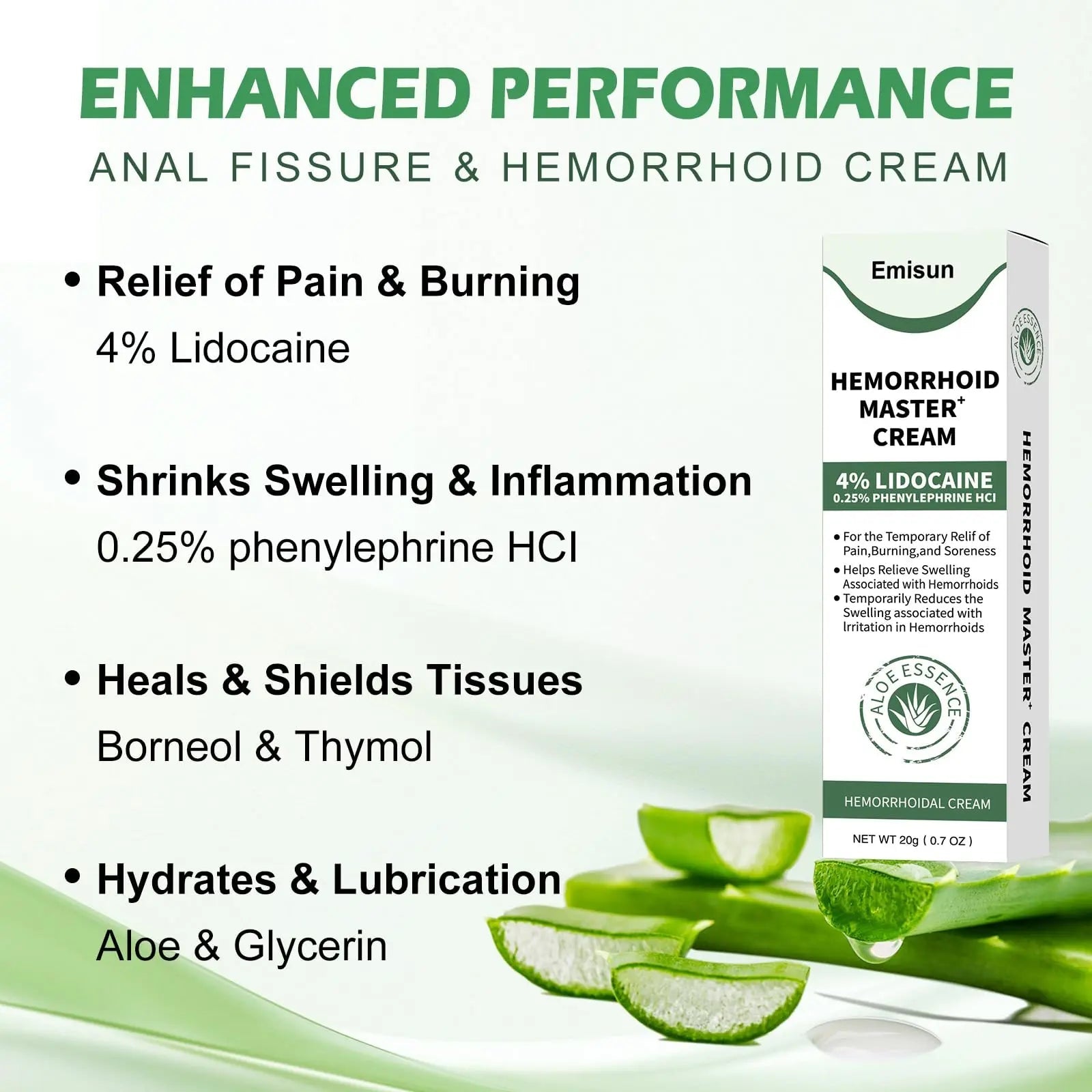 Hemorrhoid & Fissure Ointment, Hemorrhoid Treatment and Hemorrhoid Cream with Lidocaine 4% and Phenylephrine HCI for Fast Relief of Pain, Swelling, Itching, Burning, Hemorrhoidal treatment, 2 Pack-J2 Emisun uk supplements