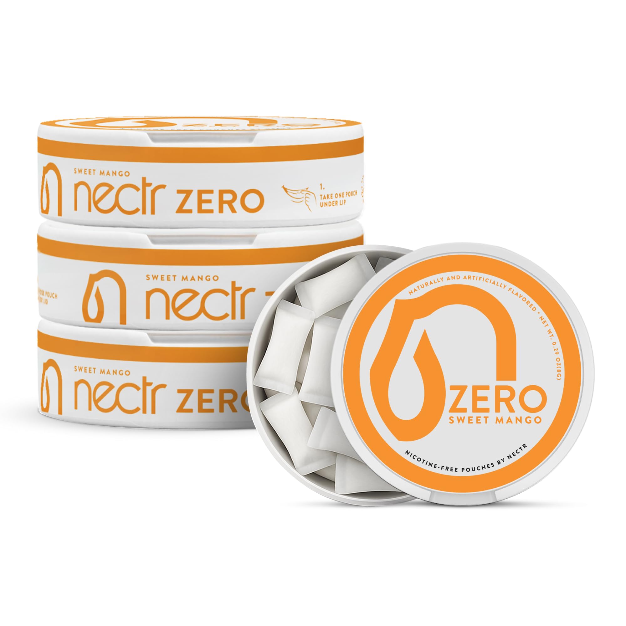 Nectr Energy Zero Pouches - No Caffeine, No Sugar, Zero Calories Mini Pouches for Oral Fixation and Stress Relief - 4 Pucks of 20 - Sweet Mango Flavor Nectr uk supplements