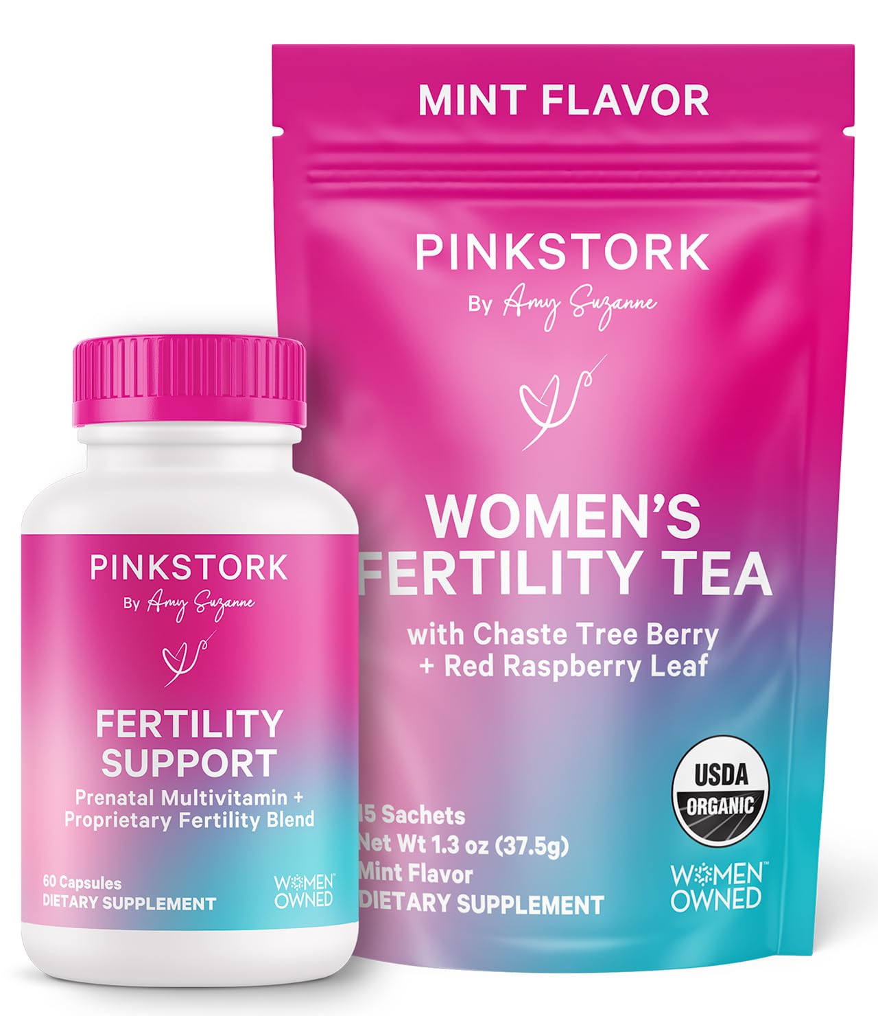 Pink Stork Fertility Bundle for Women – Conception Tea + Prenatal Vitamin Support with Inositol, Vitex, Folate & Ashwagandha – Supports Hormone Balance, Cycle Health & Preconception Wellness Pink Stork uk supplements