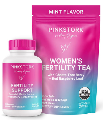 Pink Stork Fertility Bundle for Women – Conception Tea + Prenatal Vitamin Support with Inositol, Vitex, Folate & Ashwagandha – Supports Hormone Balance, Cycle Health & Preconception Wellness Pink Stork uk supplements