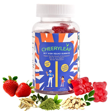 Height Growth Gummies for Kids & Teens – Sugar Free – Calcium, Prebiotic FOS, Magnesium, Vitamin D3, K2, Zinc, Ashwagandha – Bone Strength, Gut Health & Height Support Multivitamin – Strawberry Flavor CheeryLeaf uk supplements