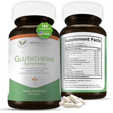 Return Healthy Glutathione Symmetry | S-Acetyl Glutathione Supplement | Antioxidants & Detoxification Supplement | Natural Cellular Support | All-Natural, Vegan, Non-GMO, 120 caps Return Healthy uk supplements