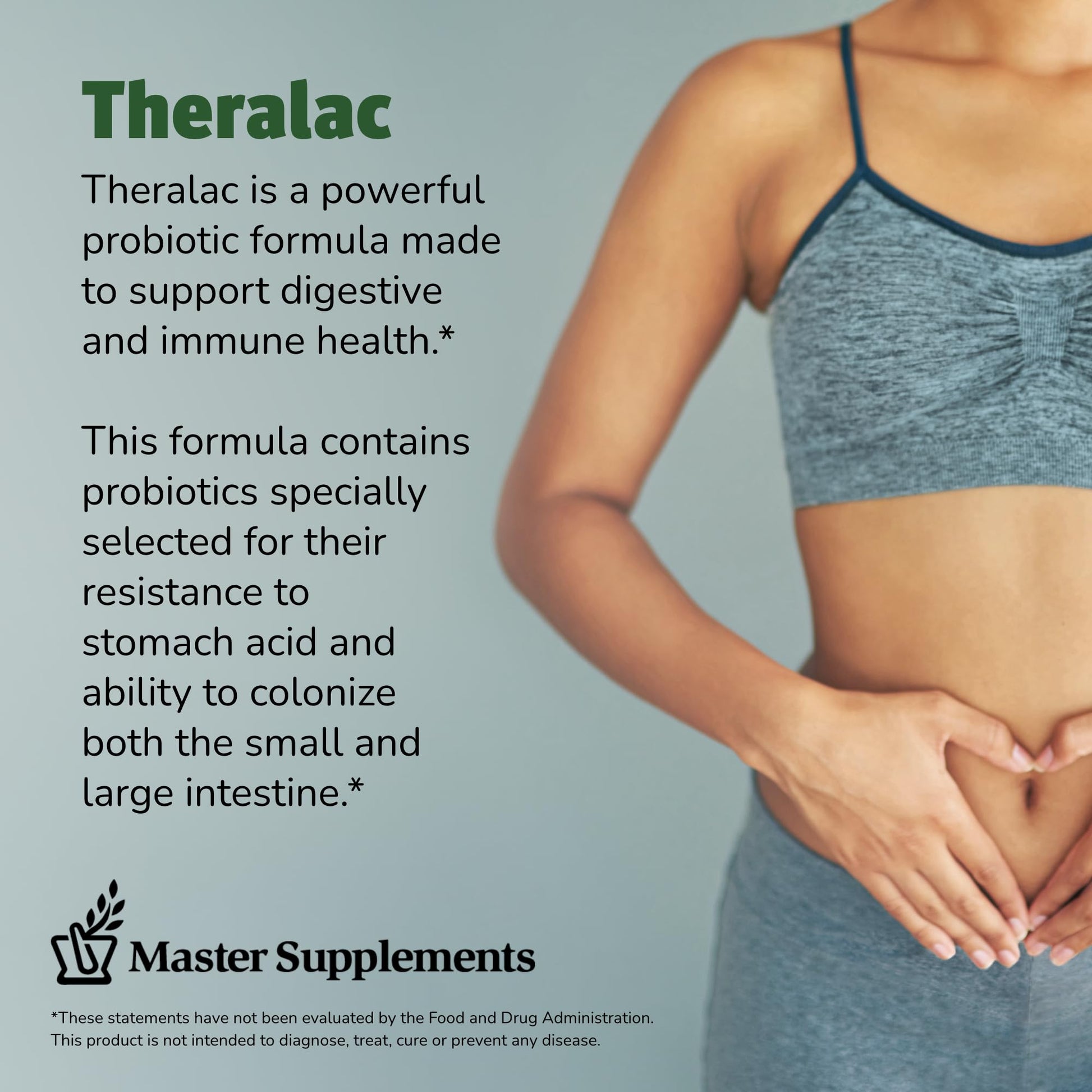 Master Supplements Theralac - 30 Capsules, Pack of 3 - Multi-Strain Probiotic for Optimal Gut Health + Gas & Bloating Relief - Gluten Free - 90 Servings THERALAC uk supplements