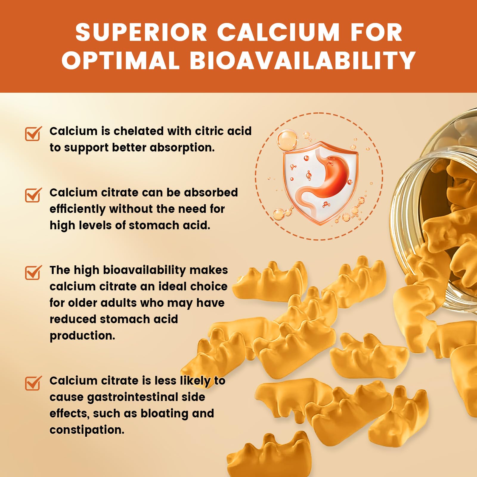 GONGOTA Calcium Citrate 1200mg with Vitamin D3 Gummies, Chewable Calcium for Bone, Muscle, Joints, Immune Support, Calcium Supplements for Women & Men,Sugar Free, Pineapple Flavor - 120 Gummies GONGOTA uk supplements