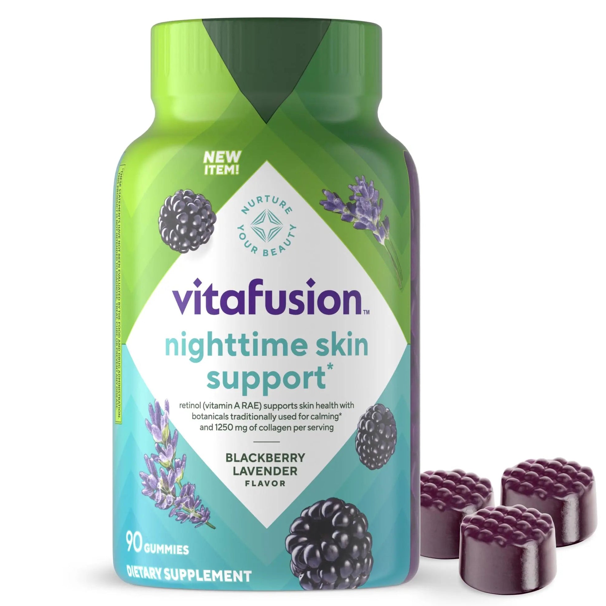 vitafusion Nighttime Skin Support (1), Beauty Supplement with Retinol (Vitamin A RAE), Collagen & Bedtime Botanicals Vitafusion uk supplements
