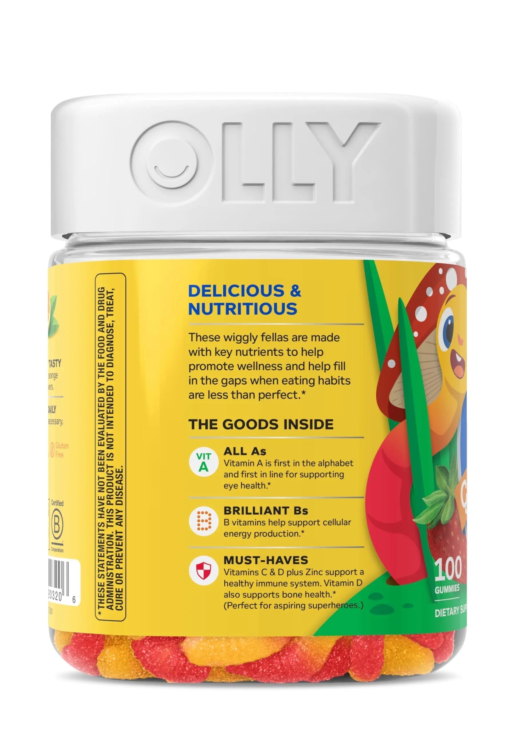 OLLY Kids Multivitamin Gummy Worms, Overall Health and Immune Support, Vitamins and Minerals A, C, D, E, Bs and Zinc OLLY uk supplements