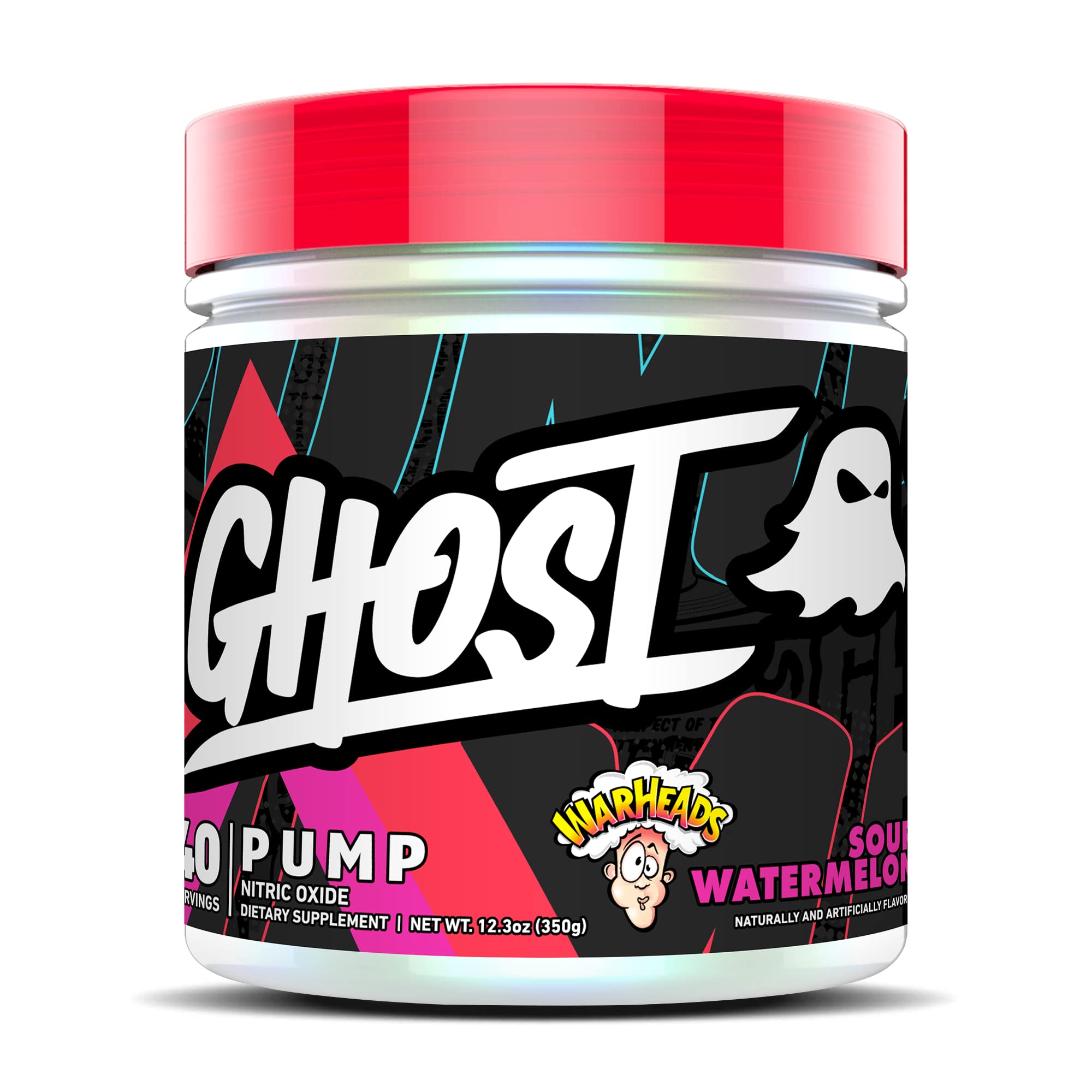 GHOST Pump Nitric Oxide Powder, Warheads Sour Watermelon - 40 Servings - Sugar & Stim-Free Pre-Workout Supplements- L-Citrulline, Arginine Nitrate & L-Glutathione - Soy & Gluten-Free, Vegan GHOST uk supplements