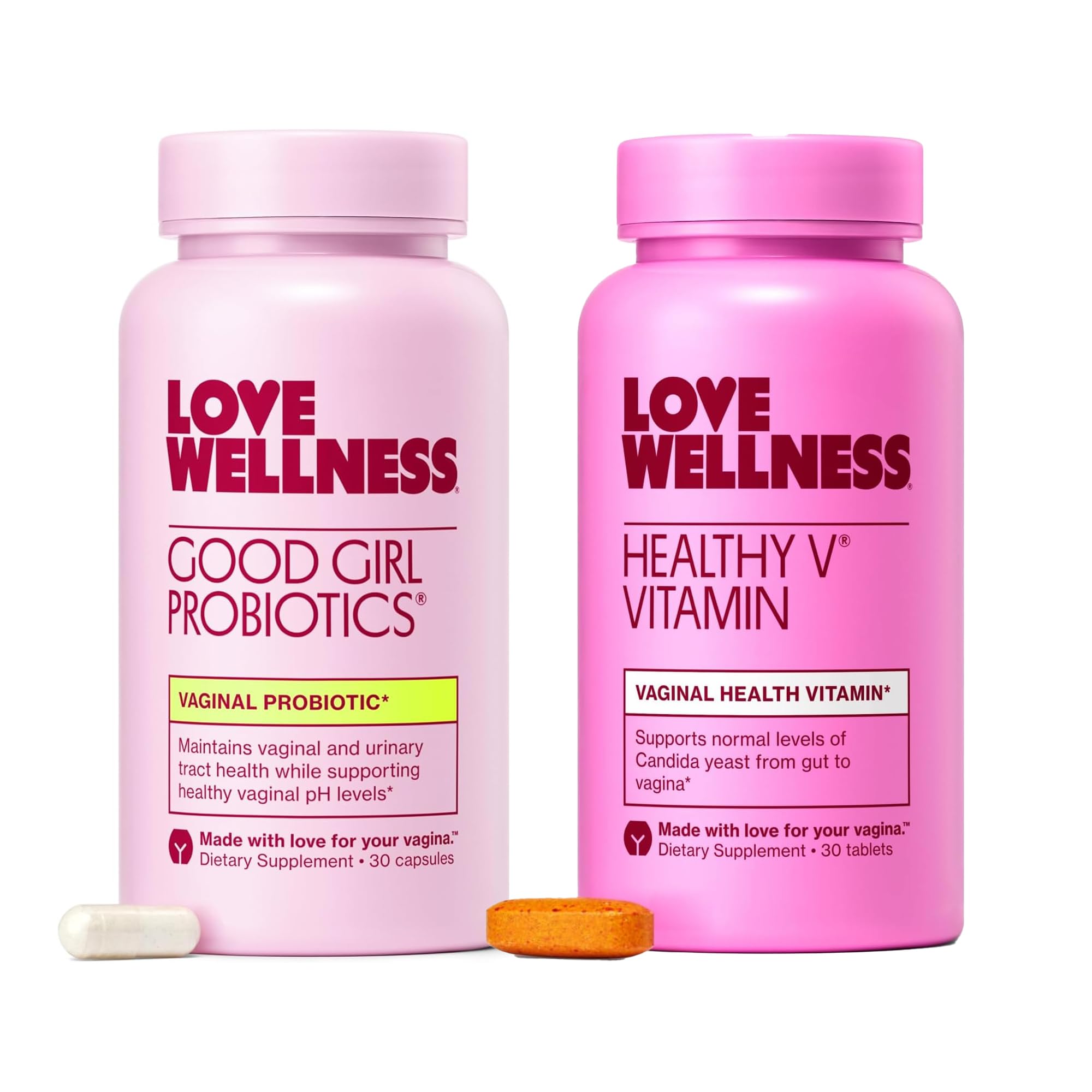 Love Wellness Good Girl Probiotics and Healthy V Vitamin | Womens Wellness Duo | Womens Probiotics Supplements for pH Balance and Vaginal Health Love Wellness uk supplements