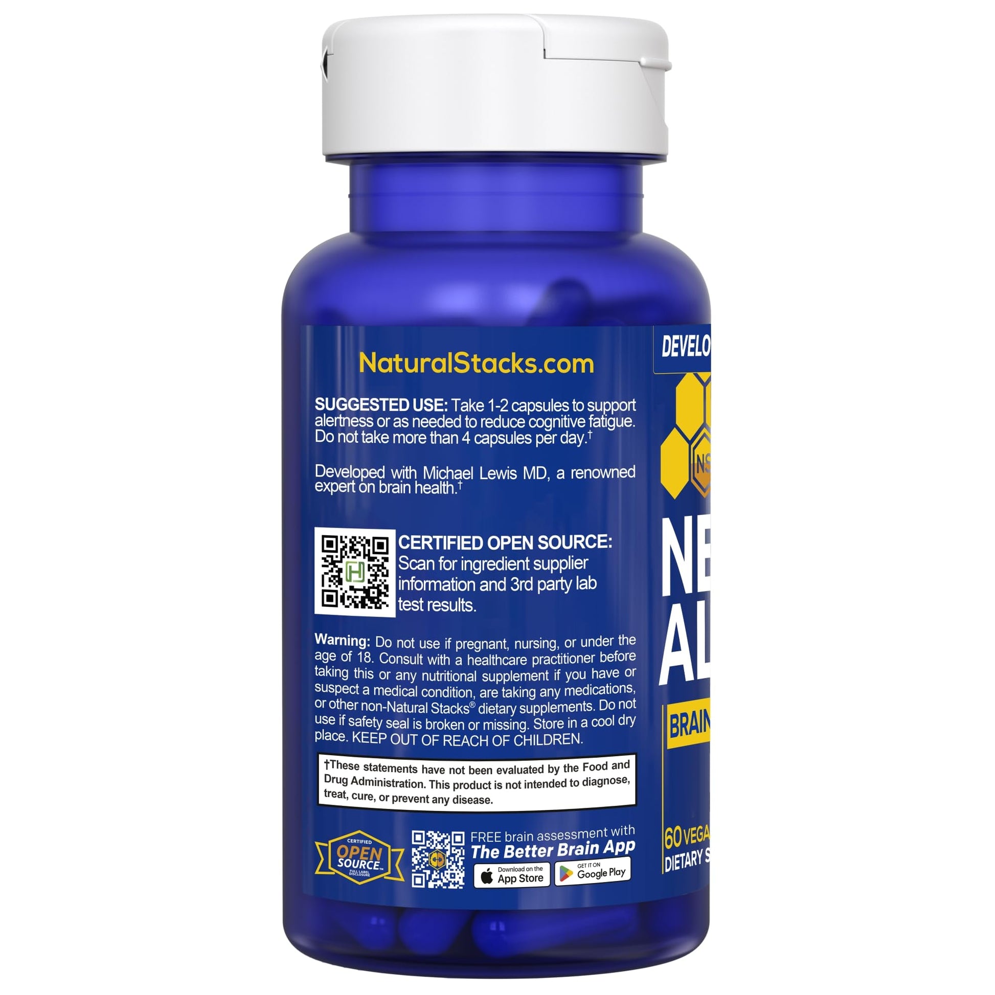 NATURAL STACKS NeuroAlert - 200mg Paraxanthine Energy Supplement - Caffeine Free Focus w/ 500mg L-Tyrosine & 100mg L-Theanine - 10mg NADH for Cellular Energy Support - 60 Paraxanthine Capsules NATURAL STACKS uk supplements