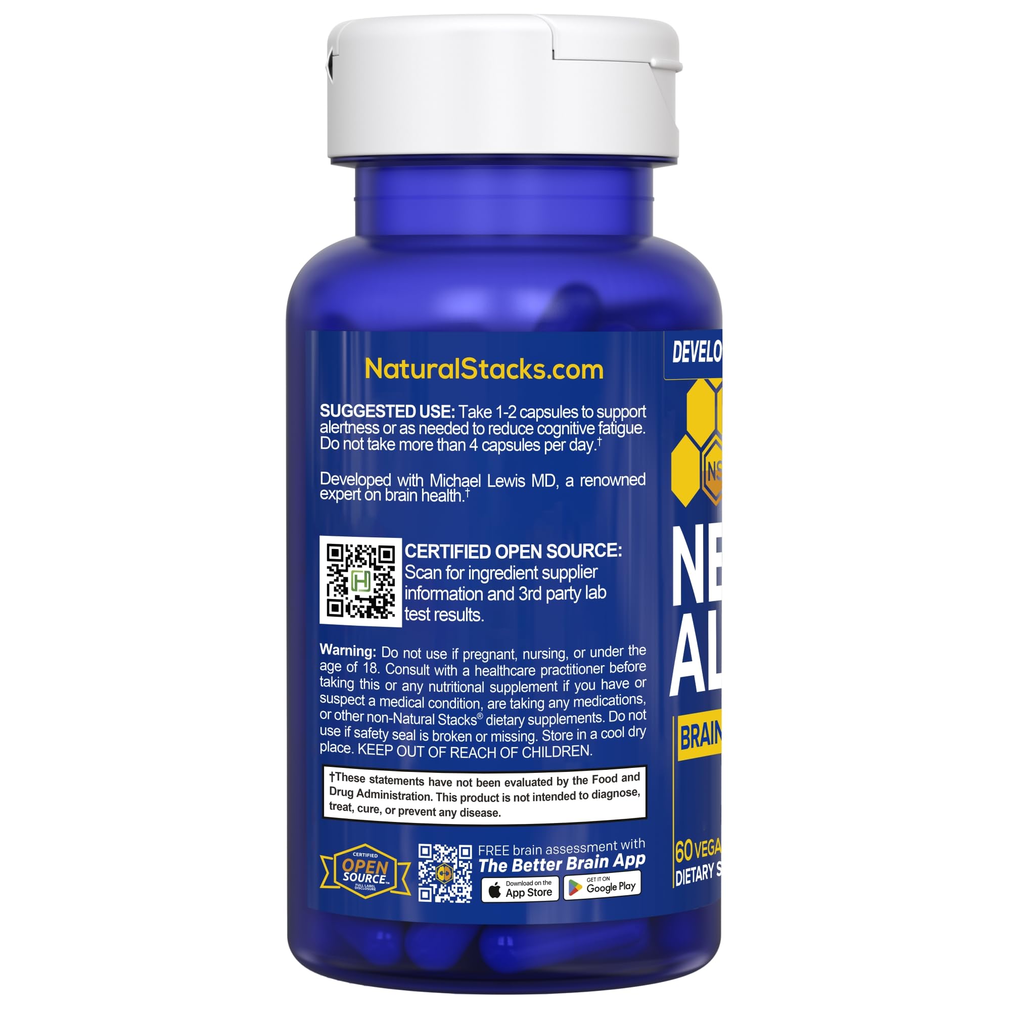 NATURAL STACKS NeuroAlert - 200mg Paraxanthine Energy Supplement - Caffeine Free Focus w/ 500mg L-Tyrosine & 100mg L-Theanine - 10mg NADH for Cellular Energy Support - 60 Paraxanthine Capsules NATURAL STACKS uk supplements