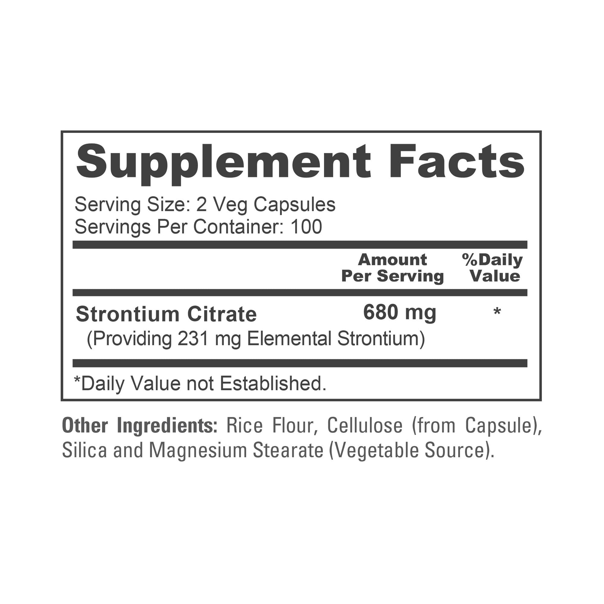NusaPure Strontium Citrate - Suitable for Vegetarian/Vegan, Non - GMO - 680 mg 200 Capsules NusaPure uk supplements