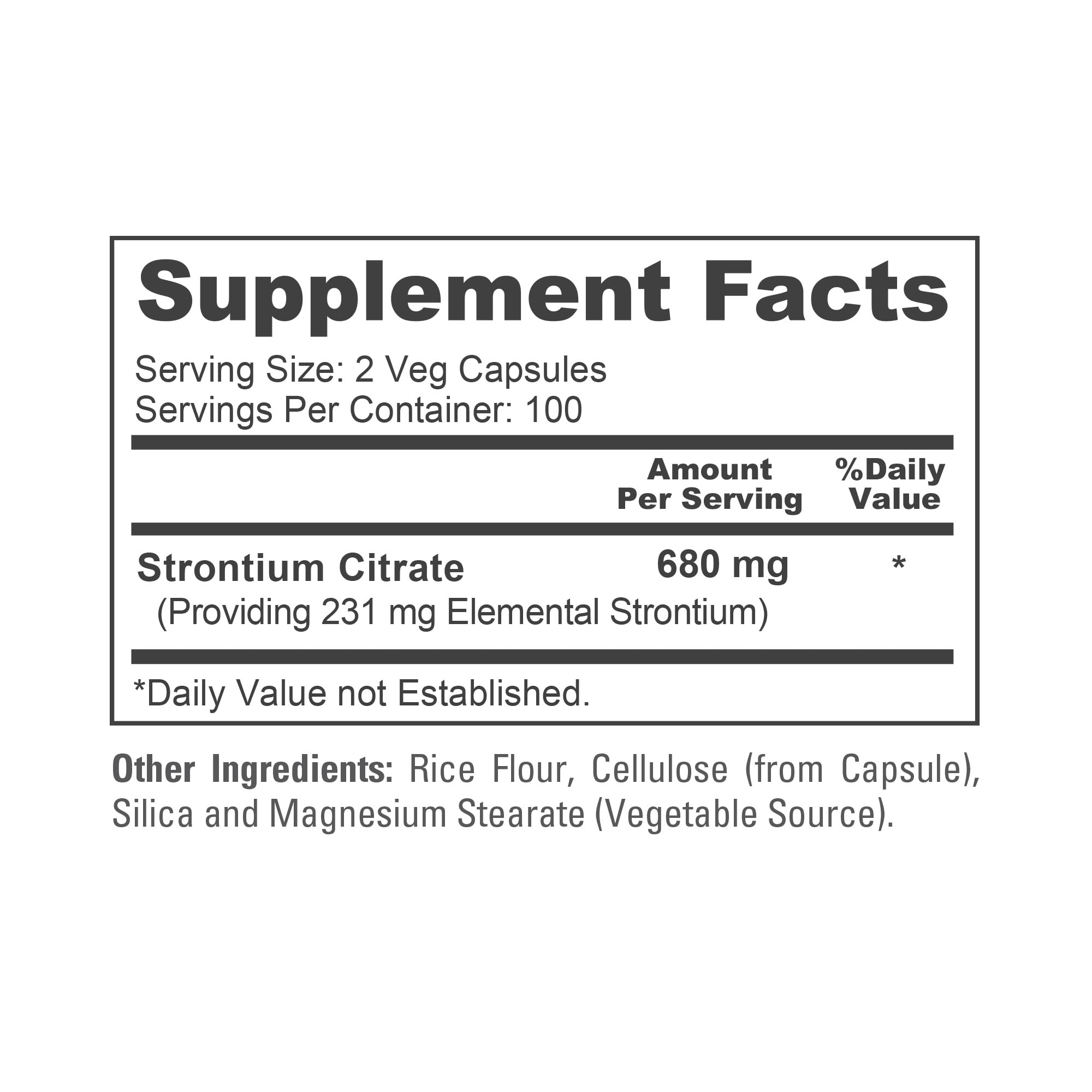 NusaPure Strontium Citrate - Suitable for Vegetarian/Vegan, Non - GMO - 680 mg 200 Capsules NusaPure uk supplements