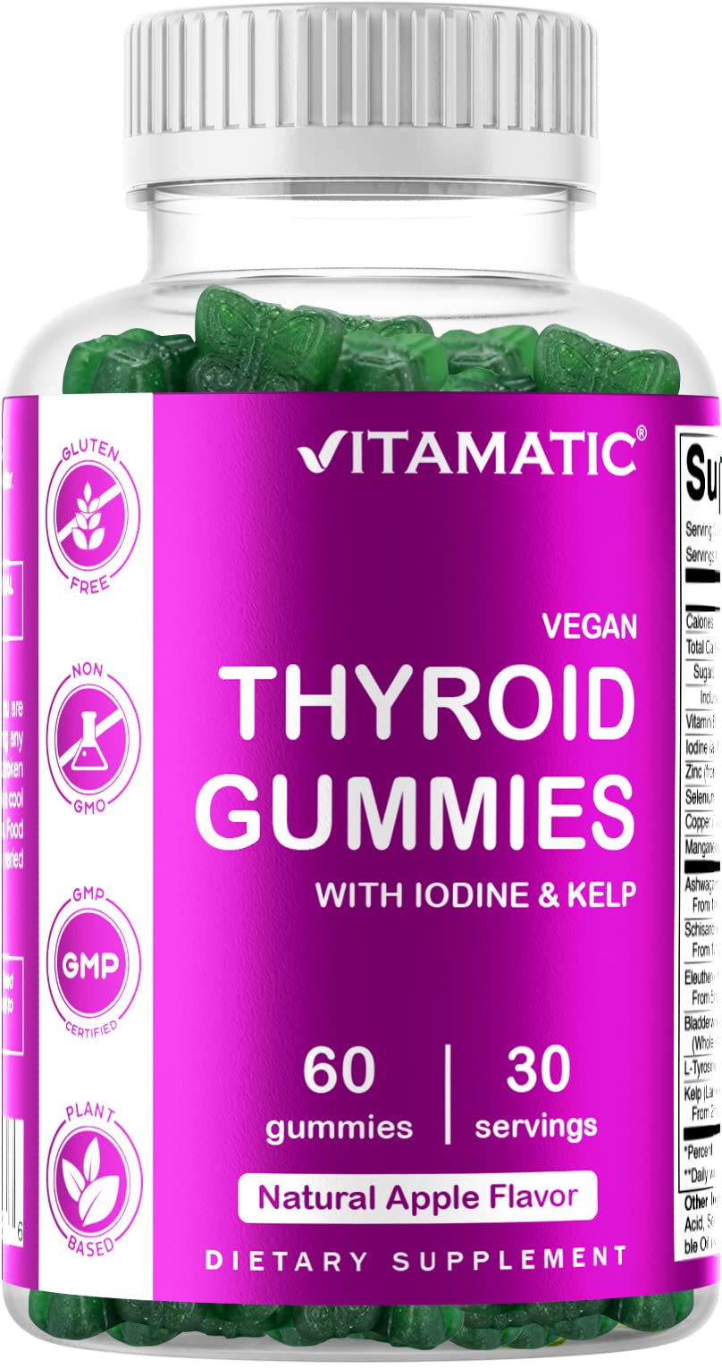 Vitamatic Vegan Thyroid Support Gummies with Iodine & Kelp - 60 Count - Improve Your Vitamatic uk supplements