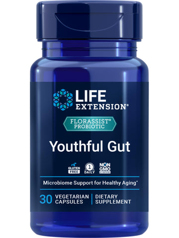 Life Extension FLORASSIST® Probiotic Youthful Gut, Healthy Aging Supplement, postbiotic and probiotic Blend, Heart and Gut Health, Non-GMO, 1-Daily, Gluten-Free, Vegetarian, 30 Capsules Life Extension uk supplements