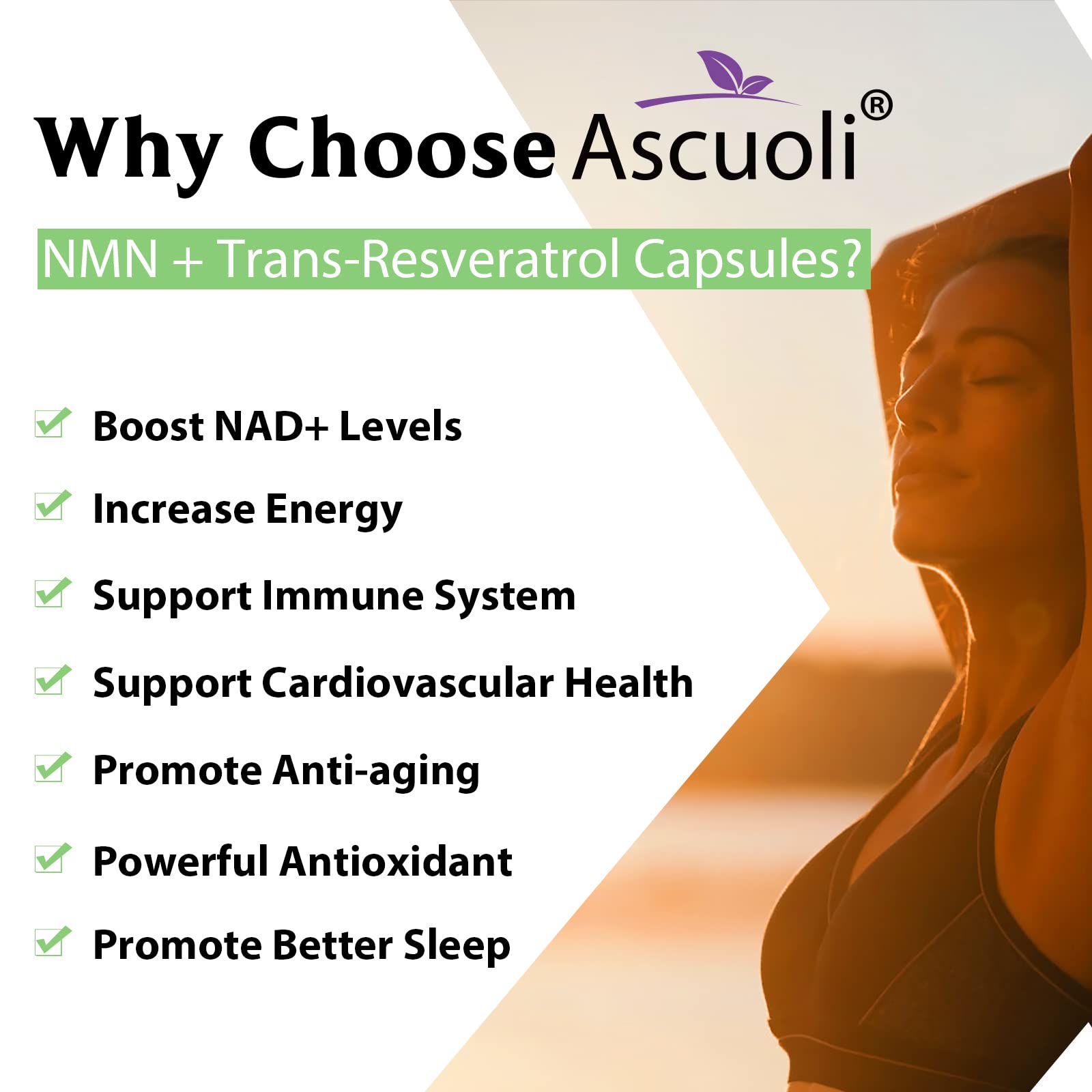 Sublingual NMN 500mg + Trans-Resveratrol 400mg, 3-in-1 Advanced Formula 99% Pure NMN Resveratrol Supplement for Boost* NAD, Cell, Immune, Energy & Muscle, Anti-Aging, 120 Lozenges (120-Day Supply) Ascuoli uk supplements