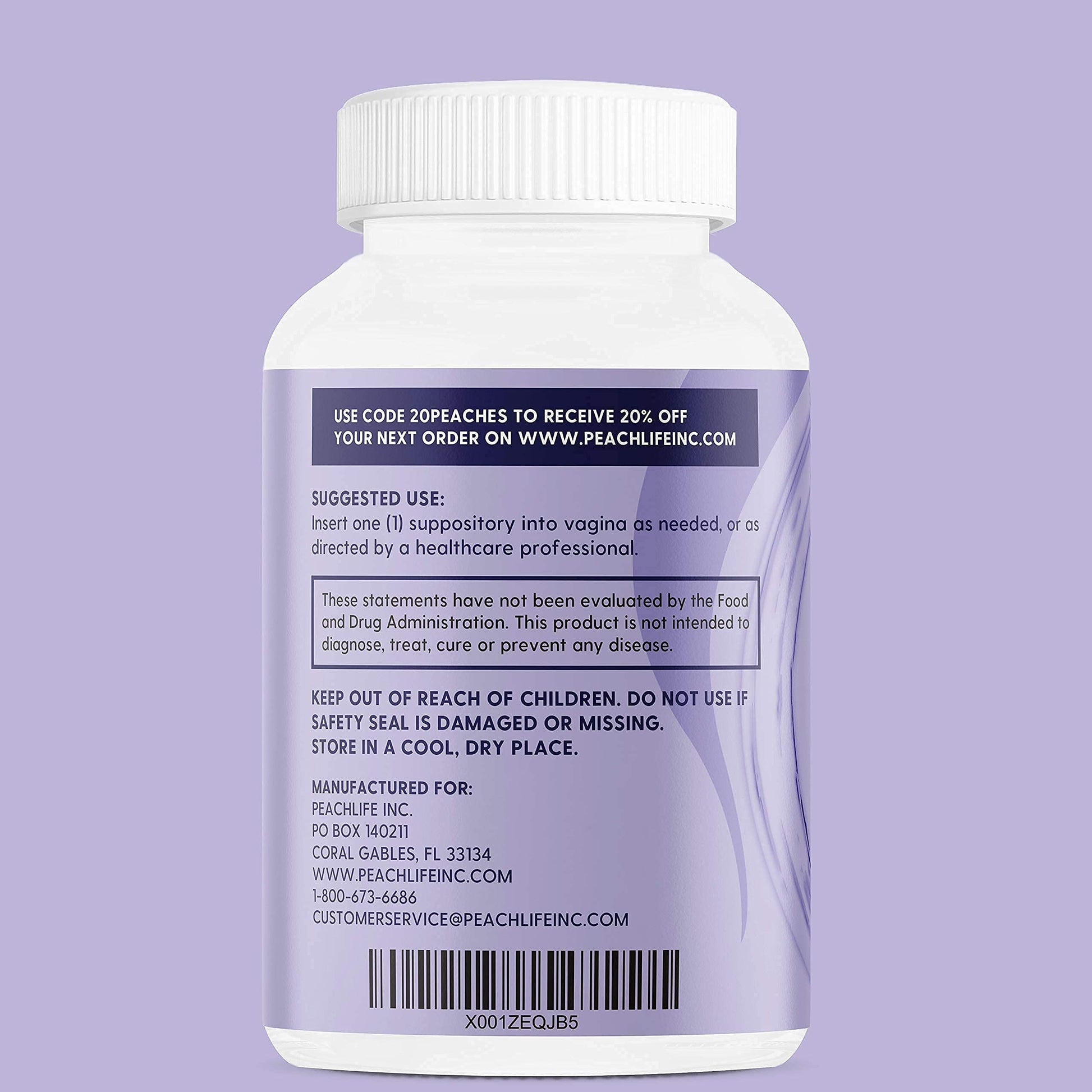 Peachlife Boric Acid Suppositories in Vegetable Capsules - USA Made - Vaginal pH Peachlife uk supplements