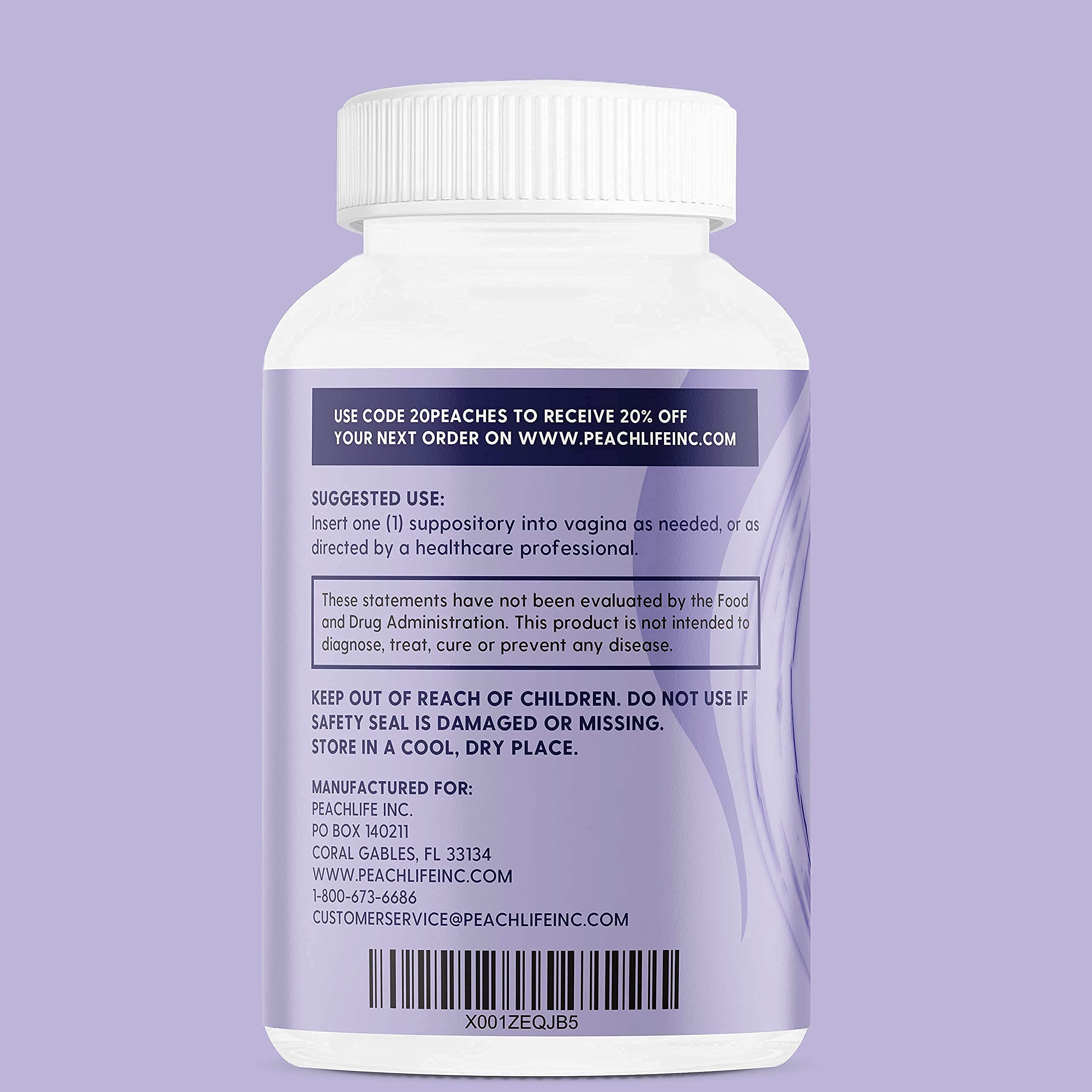 Peachlife Boric Acid Suppositories in Vegetable Capsules - USA Made - Vaginal pH Peachlife uk supplements