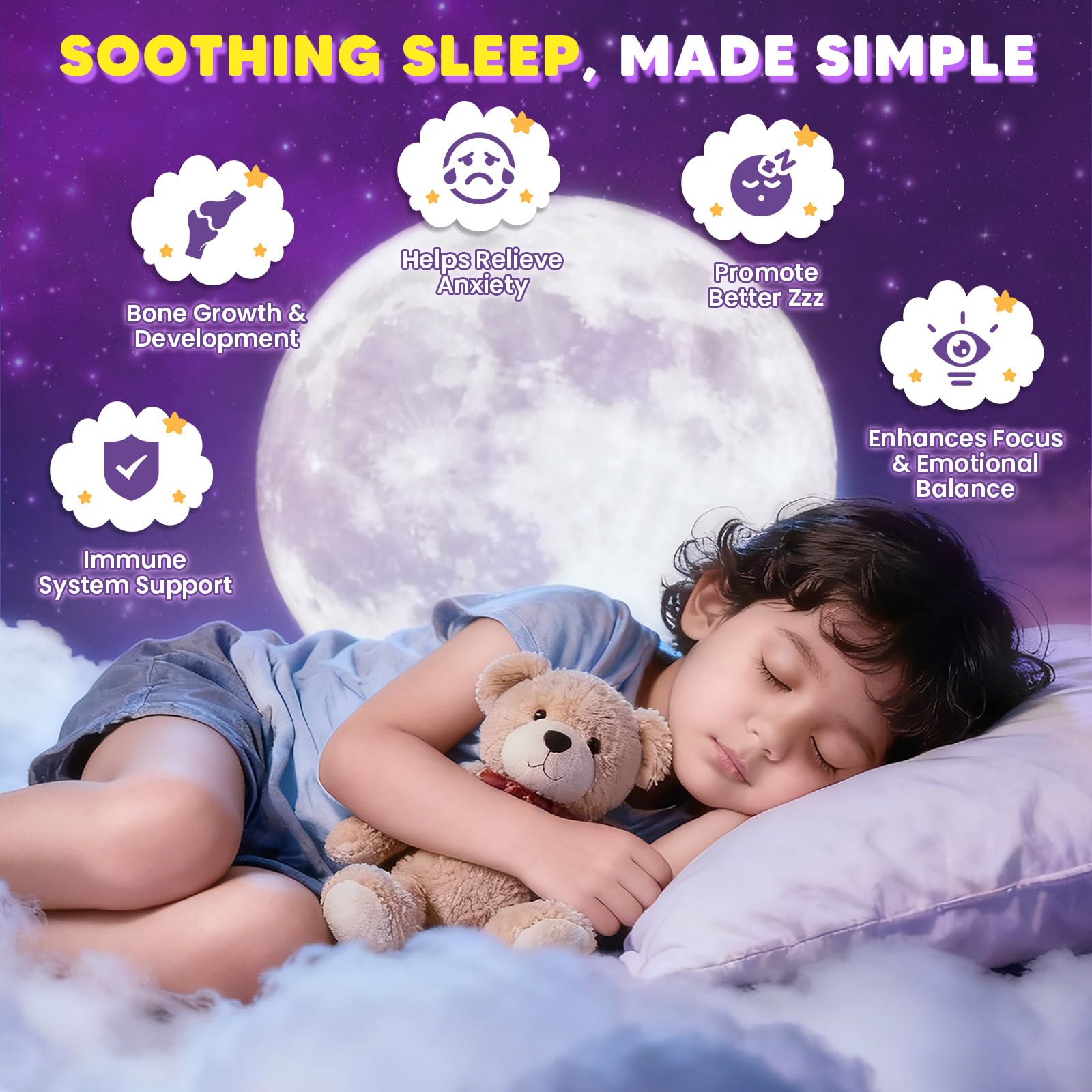Magnesium Glycinate Gummies 400/200mg for Kids & Adults, NO Melatonin Sleep Aid Magnesium Supplement Gummies with Chamomile, Lavender, L-Theanine & GABA, B6, D3 & K2 for Bone, Relax, Immune Support GORNVB uk supplements