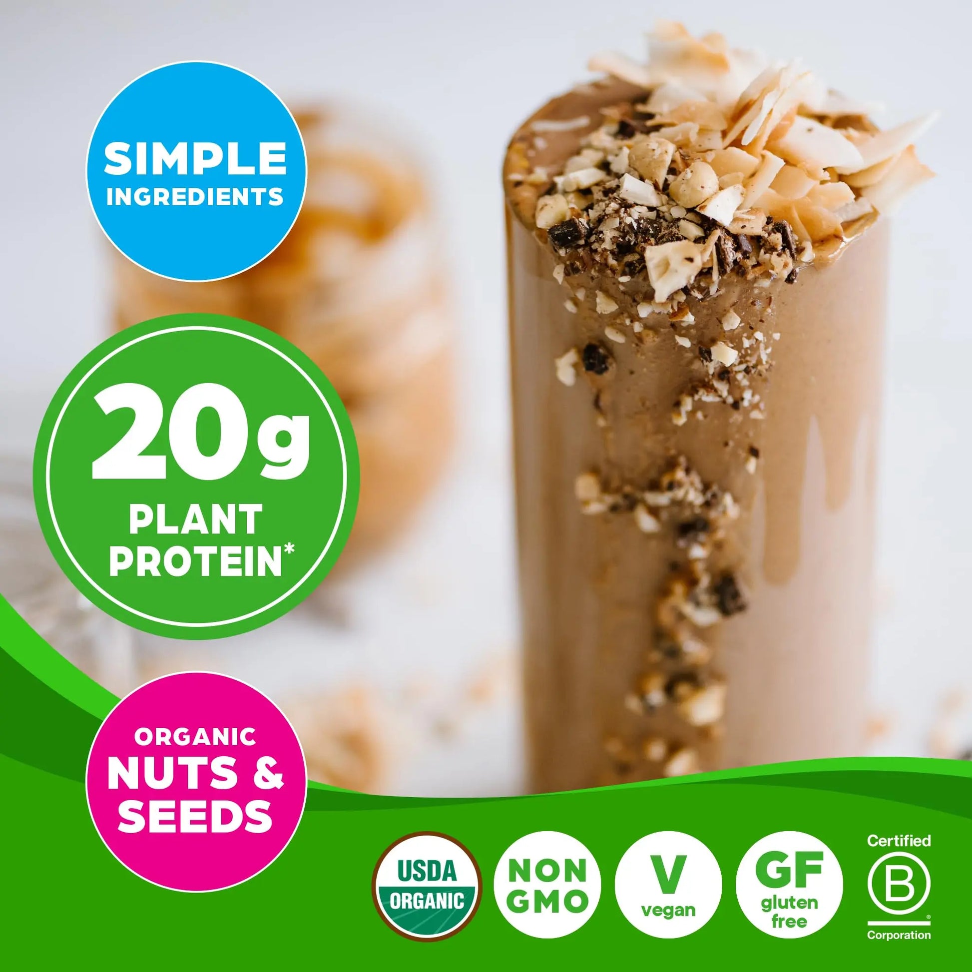 Orgain Organic Simple Vegan Protein Powder, Peanut Butter - 20g Plant Based Protein, With less Ingredients, No Artificial Sweeteners, Gluten Free, No Dairy or Lactose, 1.25 lb (Packaging May Vary) Orgain uk supplements