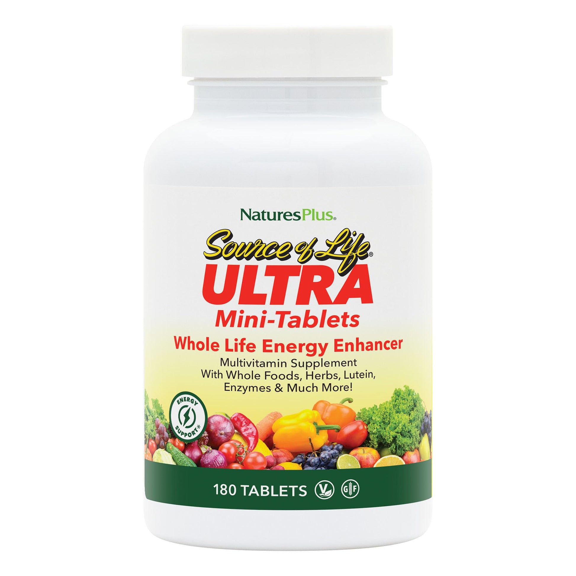 NaturesPlus Ultra Source of Life Multivitamin - 180 Mini-Tablets - with Whole Foods, Herbs, Lutein & Enzymes - Vegetarian, Gluten Free - 30 Servings NaturesPlus uk supplements
