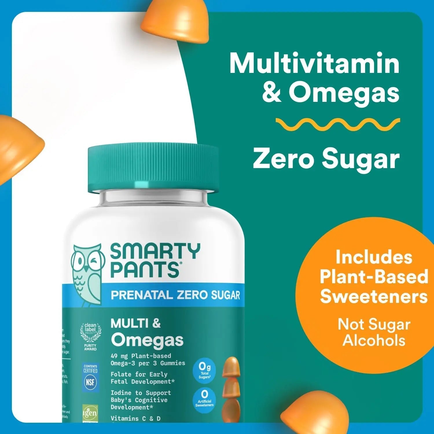 SmartyPants Zero Sugar Prenatal Multivitamin Gummies: Choline, Methylfolate, Omega 3 (ALA), Vitamin D3, C, Vitamin B12, B6, A, K, Zinc, Biotin SmartyPants uk supplements