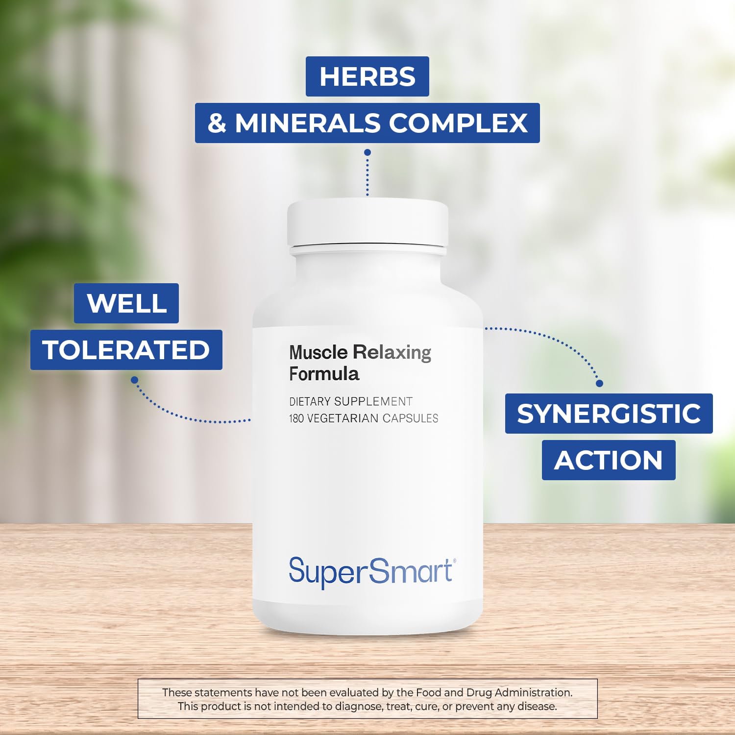 Supersmart - Muscle Relaxing Formula (Advanced Complex) - with Magnesium, Calcium, Vitamin E, Plants Extracts | Non-GMO & Gluten Free - 180 Vegetarian Capsules Supersmart uk supplements