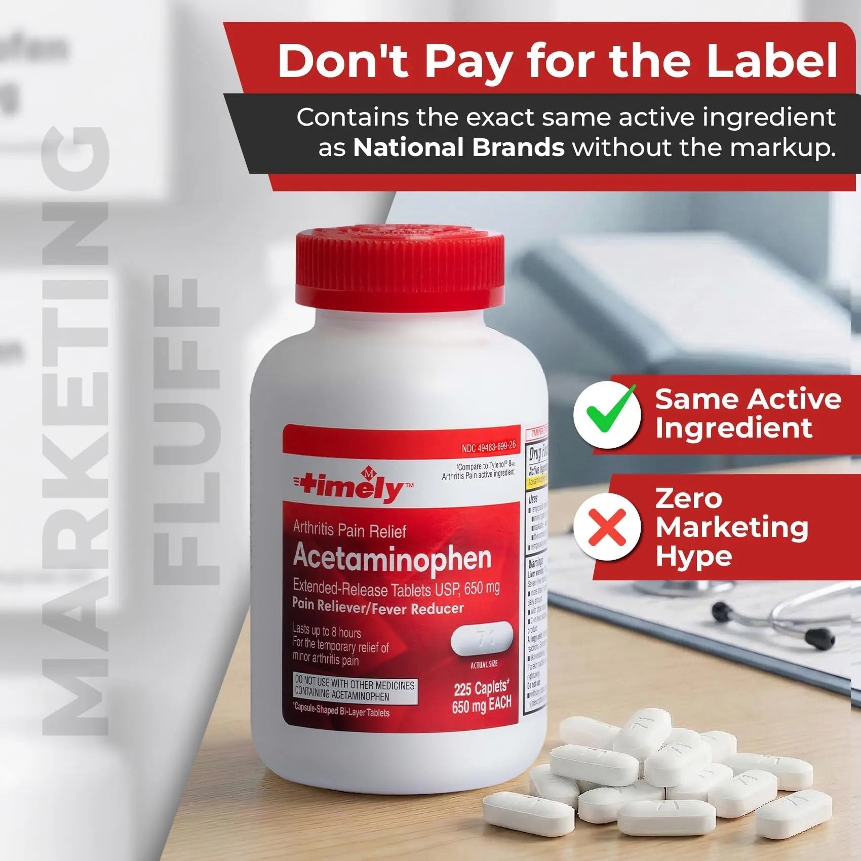 TIME-Cap Labs 225 Caplets Extended Release Acetaminophen 650mg - Pain Reliever & Fever Reducer for Adults, Helps with Headaches, Backaches, Muscle Pain, Toothaches & Menstrual Cramps TIME-CAP LABS, INC. uk supplements