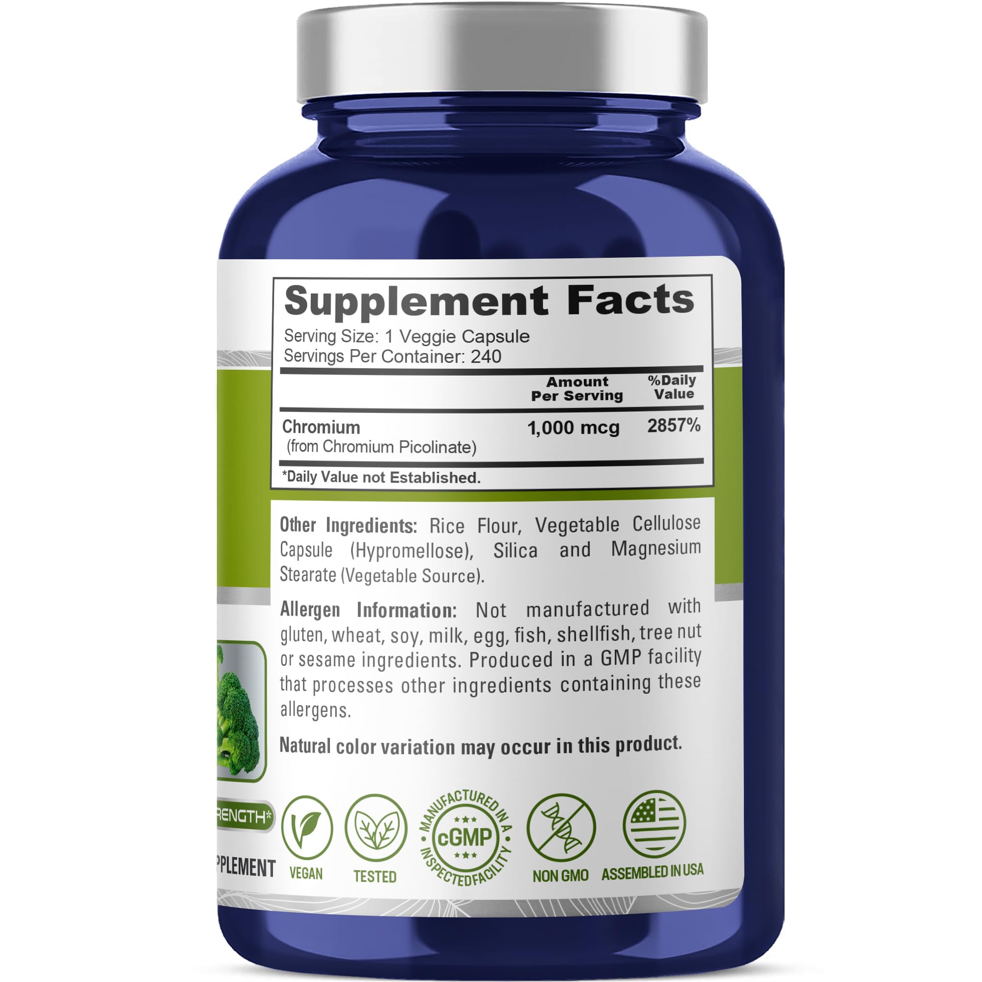 NusaPure Chromium Picolinate 1000mcg 240 Veggie Capsules (Non-GMO, Vegan) NusaPure uk supplements