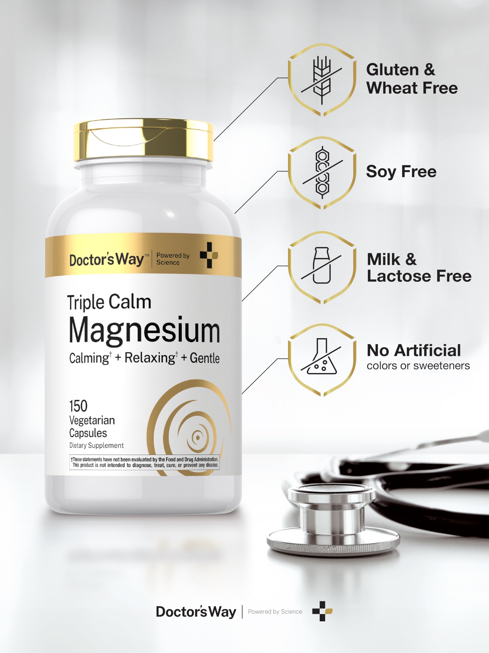Doctor's Way Triple Magnesium Complex | 150 Capsules | Citrate, Glycinate, & Malate Supplement | Vegetarian, Non-GMO, Gluten Free Formula Doctor's Way uk supplements