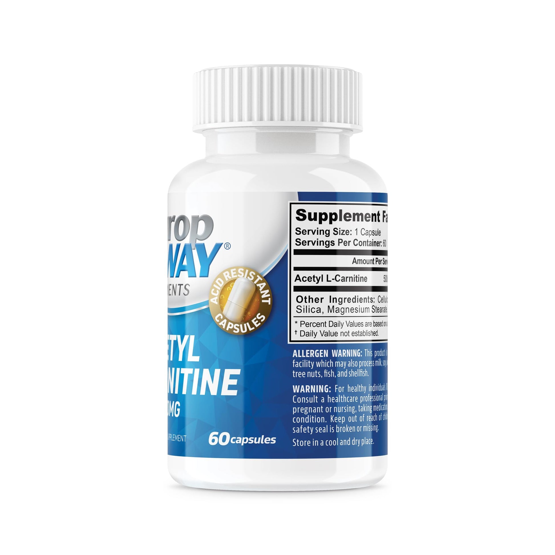 NeuropAWAY Elements Acetyl L-Carnitine 500mg 60ct Acid Resistant Capsules (60 500mg NeuropAWAY uk supplements