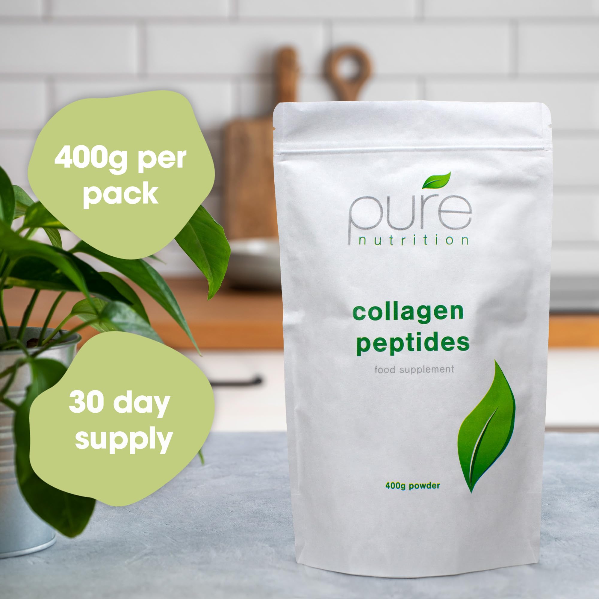Pure Collagen Powder, Bovine Collagen Peptides Powder by Pure 400g Pure uk supplements