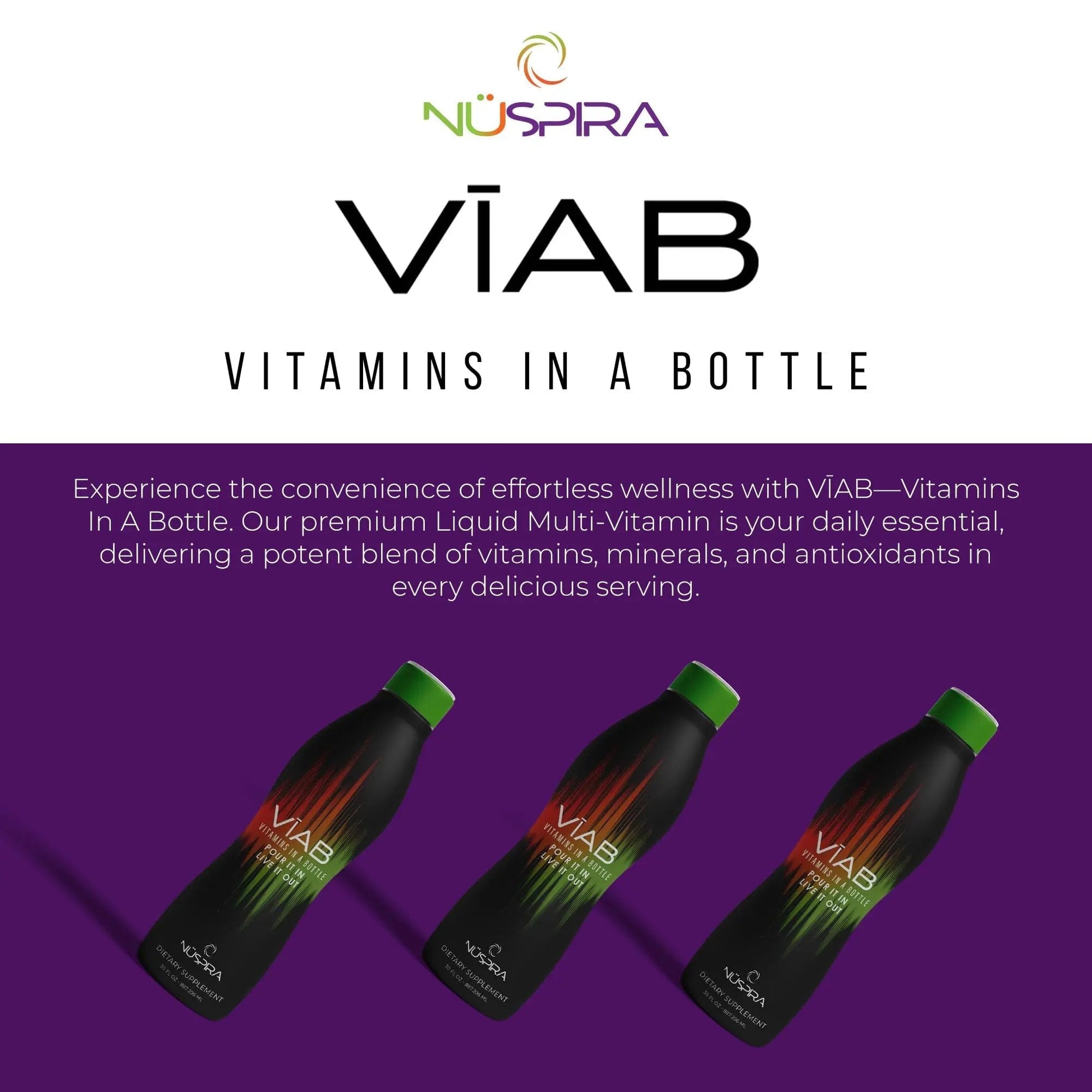 NüSpira - VĪAB Liquid Multi-Vitamin - Effortless Wellness for The Whole Family - Potent Blend of Vitamins & Minerals - Smooth Taste - 30oz NuSpira uk supplements