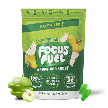 FocusFuel Energy Chews – Green Apple Flavor (15 Servings) – 100mg Caffeine + B12, Magnesium, Alpha GPC – Boost Focus & Energy – No Crash or Jitters FocusFuel uk supplements