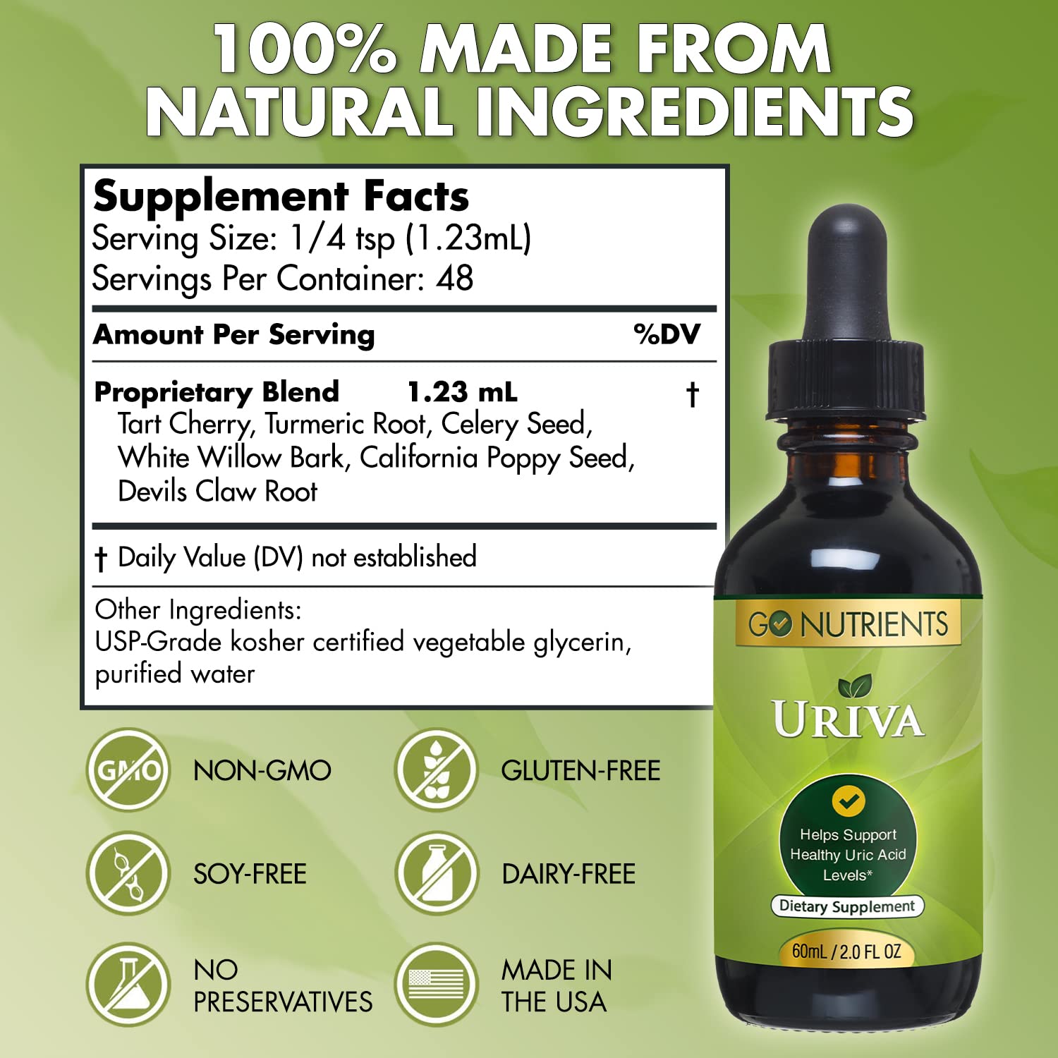 Go Nutrients Uriva Advanced Uric Acid Flush Cleanse with Tart Cherry Extract Celery Seed Extract Turmeric Go Nutrients uk supplements