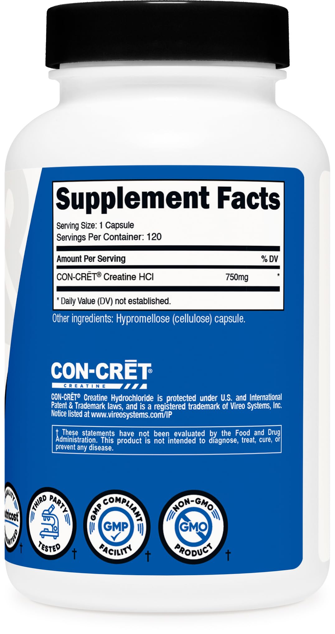 Nutricost Creatine HCl 120 Capsules - Made with CON-CRET Creatine, 750 MG Per Capsule Nutricost uk supplements
