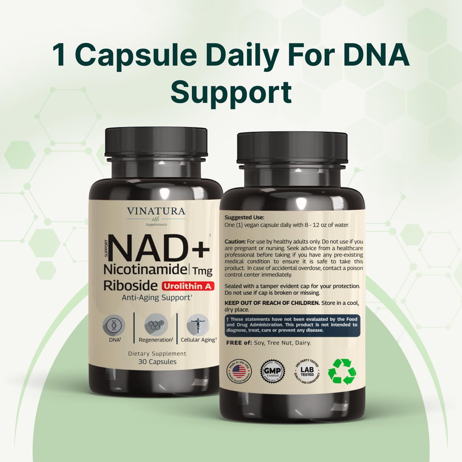 VINATURA NAD Supplement, Nicotinamide Riboside with Resveratrol - Advanced NAD+ Supplement with TMG and Urolithin A, for Women and Men - 30 Vegan Capsules VINATURA uk supplements