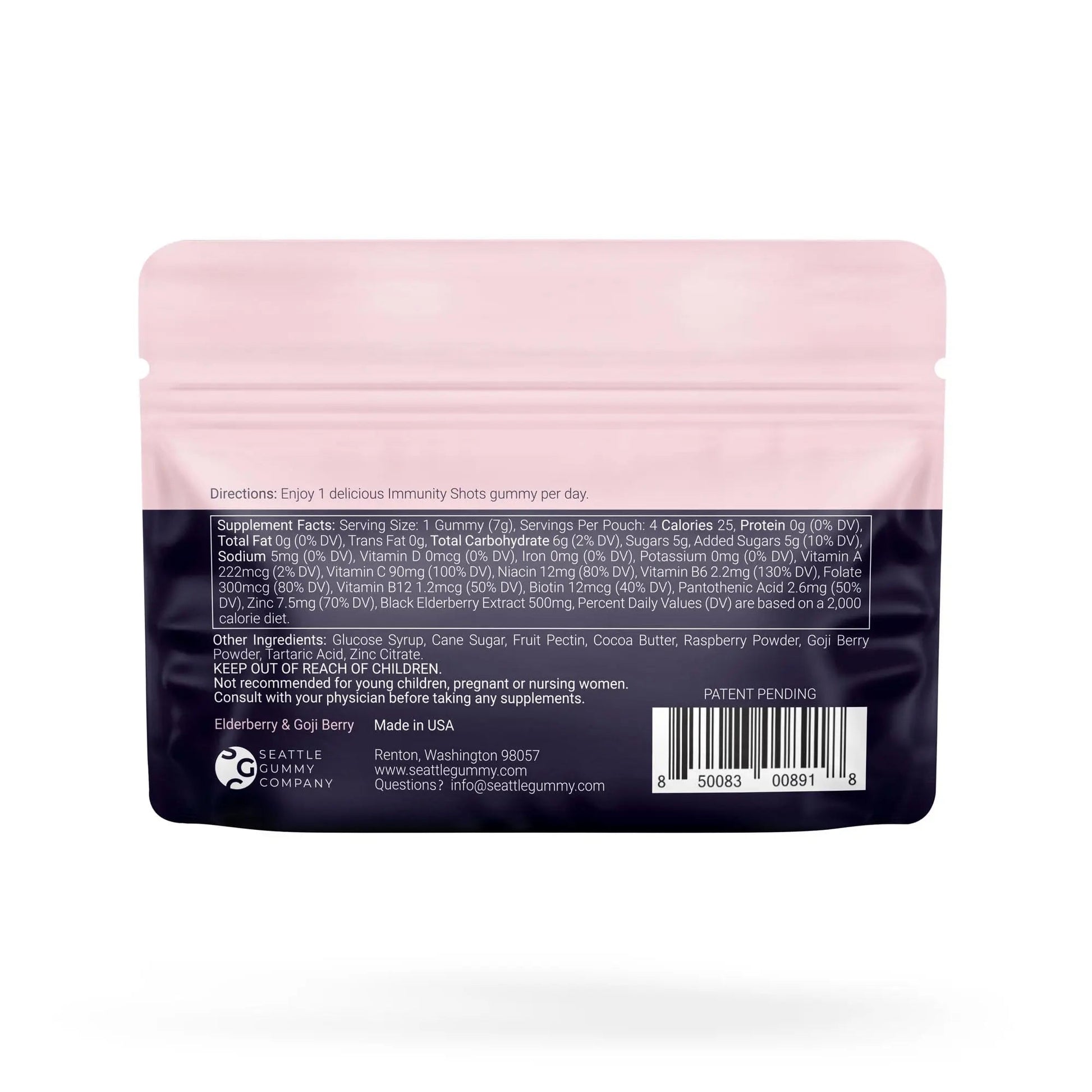 SGC Immunity Shots - Elderberry and Goji Berry 500mg Multivitamin Gummies (12-Packs, 4 Per Pack) Immune System Support Supplement SGC uk supplements
