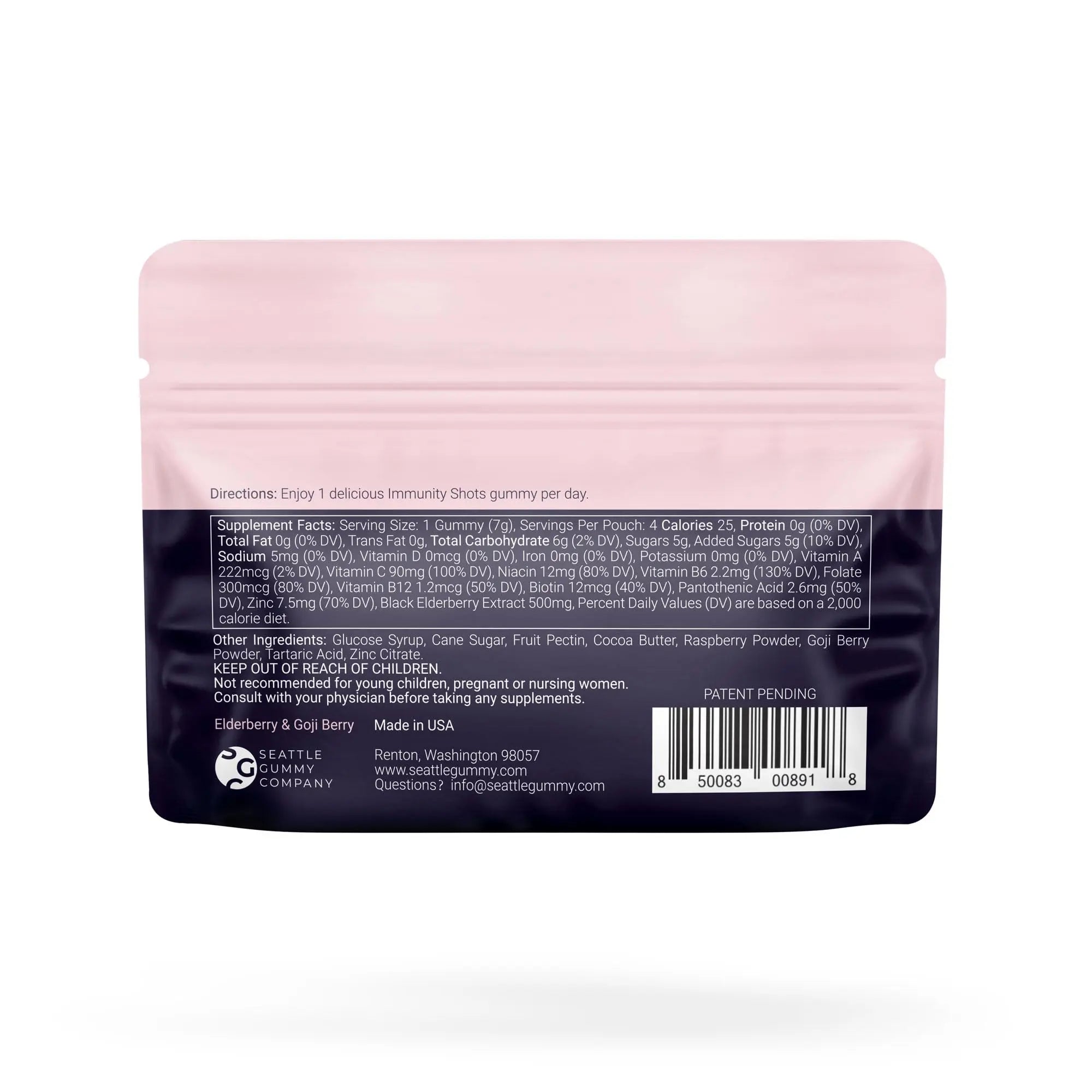 SGC Immunity Shots - Elderberry and Goji Berry 500mg Multivitamin Gummies (12-Packs, 4 Per Pack) Immune System Support Supplement SGC uk supplements