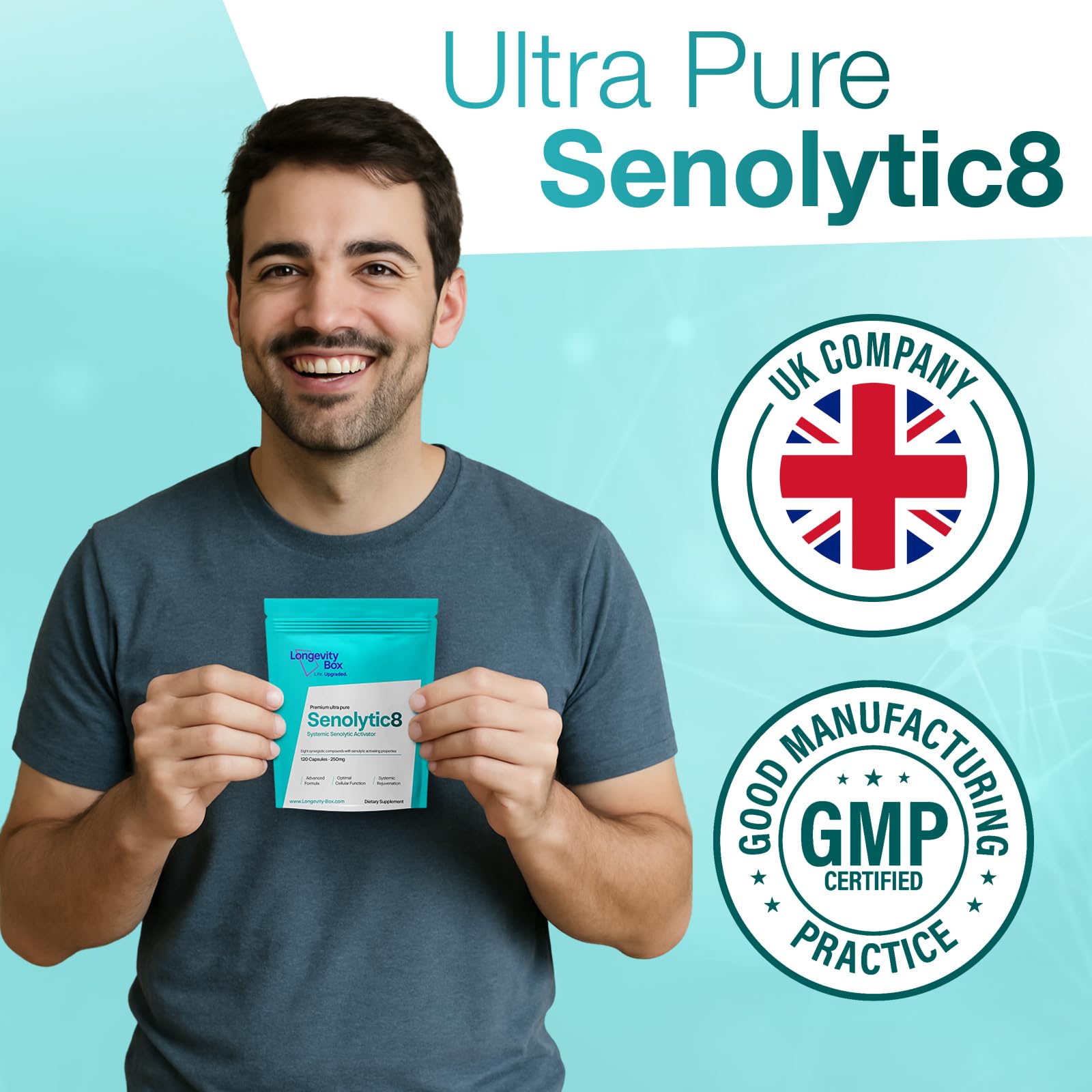 Senolytic Anti-Aging Supplement | Fisetin, Quercetin,NAC, Gamma Tocotrienols | 8-in-1 Cellular Regeneration & Longevity Formula | Boost Energy, Mental Clarity & Healthspan | 120 Vegan Capsules Longevity Box uk supplements