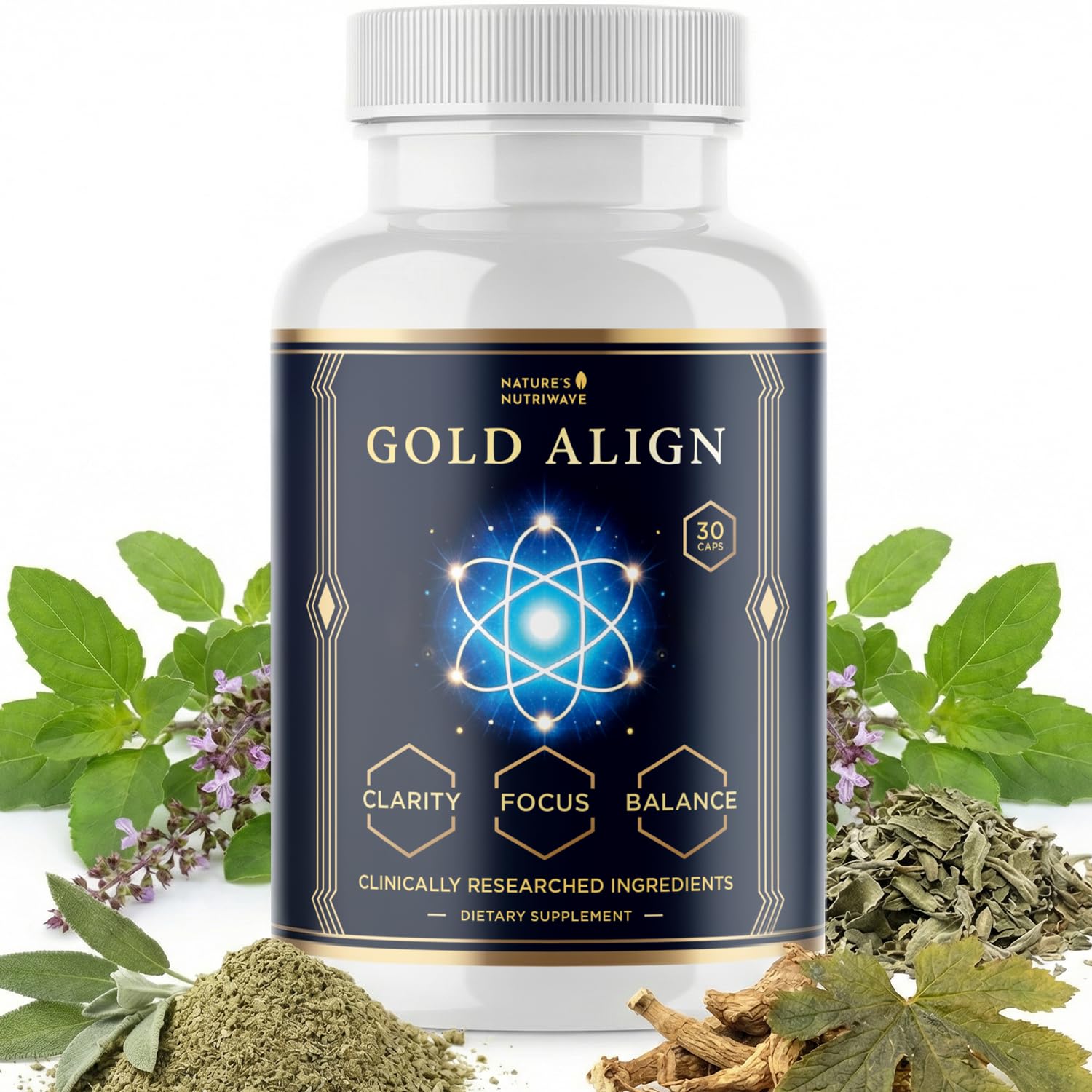 Gold Align - Holy Basil Capsules with Sage, Goldenseal, Monoatomic Gold - Herbal Supplement for Overall Health,100% Natural - Made in USA, Non-GMO, GMP-Certified - 30 Capsules, 1 Month Supply Nature’s NutriWave uk supplements