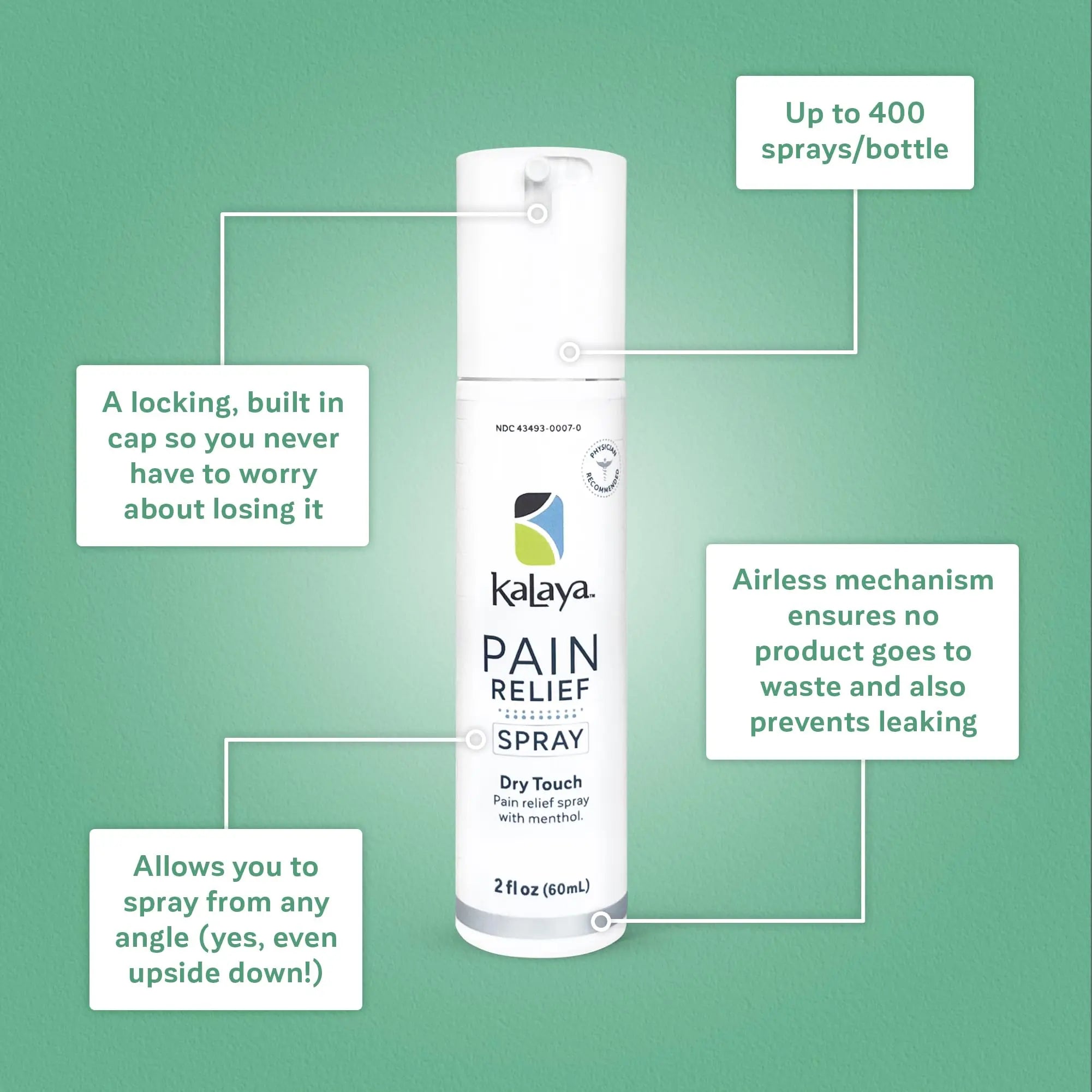 Kalaya Pain Relief Spray - Fast-Acting, Quick-Drying Muscle Rub for Joint Pain Relief and Muscle Pain - with Eucalyptus, Menthol, Methyl Salicylate, Camphor - Ideal for Easing Back Pain - 2 oz Kalaya Naturals uk supplements
