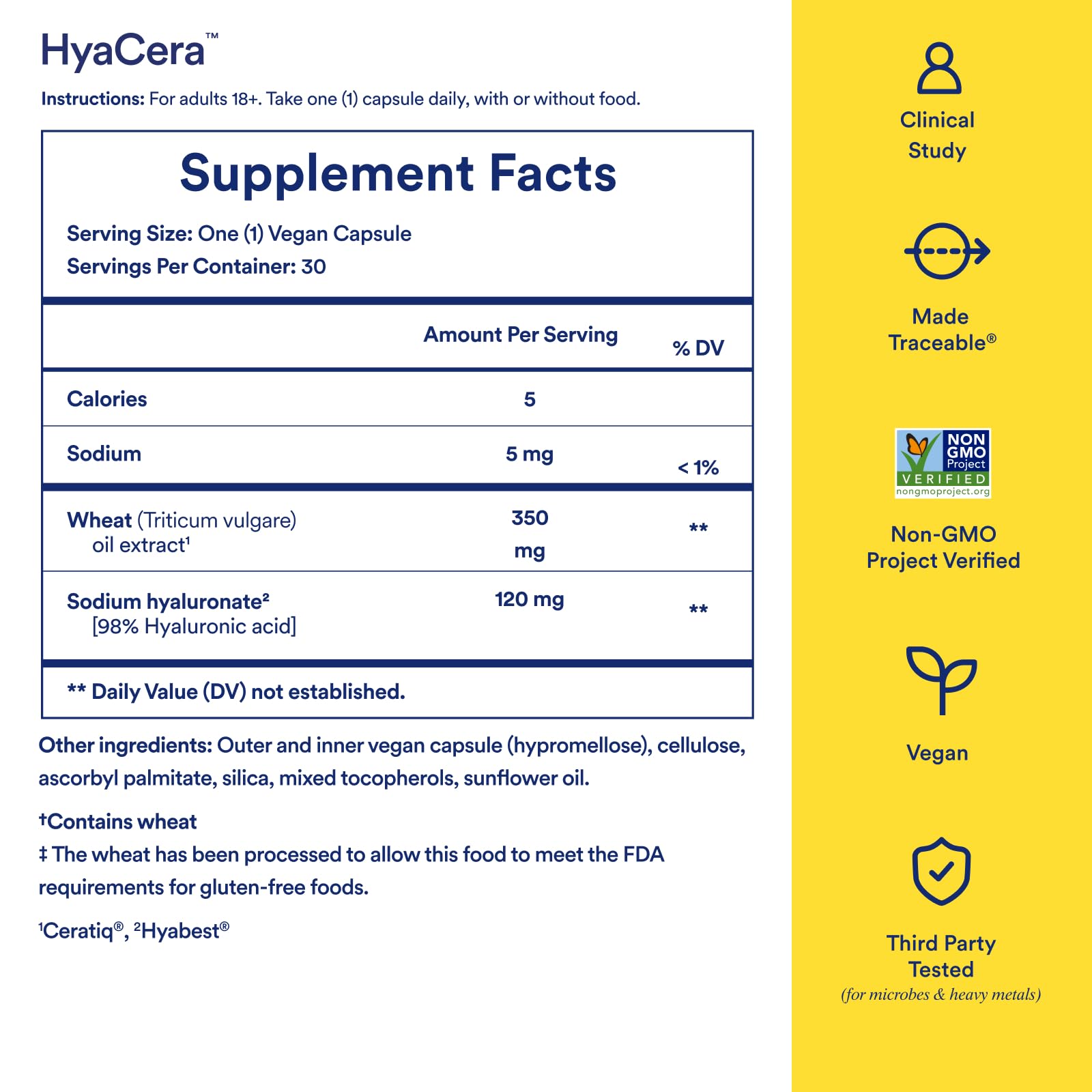 Ritual HyaCera Skin Supplement for Wrinkle Support, with Hyabest® and Ceratiq® for Skin Hydration Support, Hyaluronic Acid, Glycolipids, Ceramides, Gluten Free, Non GMO, Vanilla Essence, 30 Day Supply Ritual uk supplements