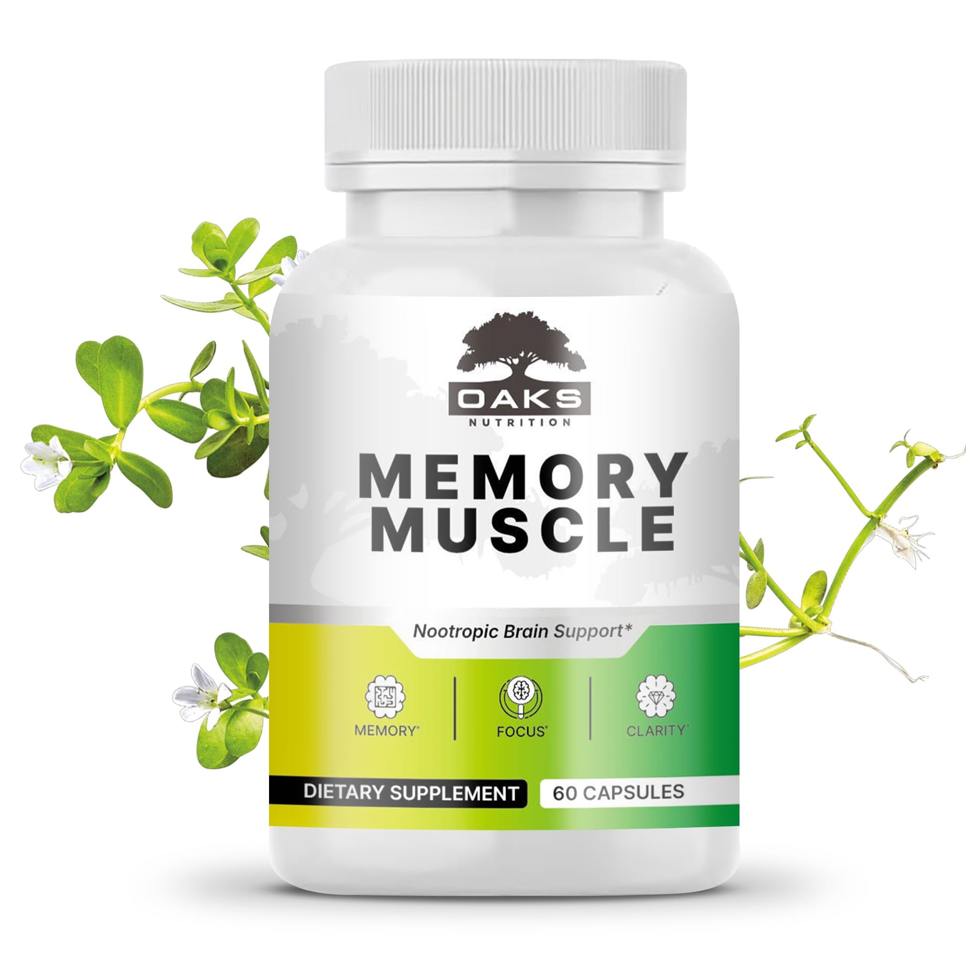 Memory Muscle – Advanced Nootropic Brain Supplement with Vitamin B12, Bacopa Monnieri & DMAE for Focus, Memory, Mental Clarity & Clean Energy – Premium Cognitive Support Formula Oaks Nutrition uk supplements