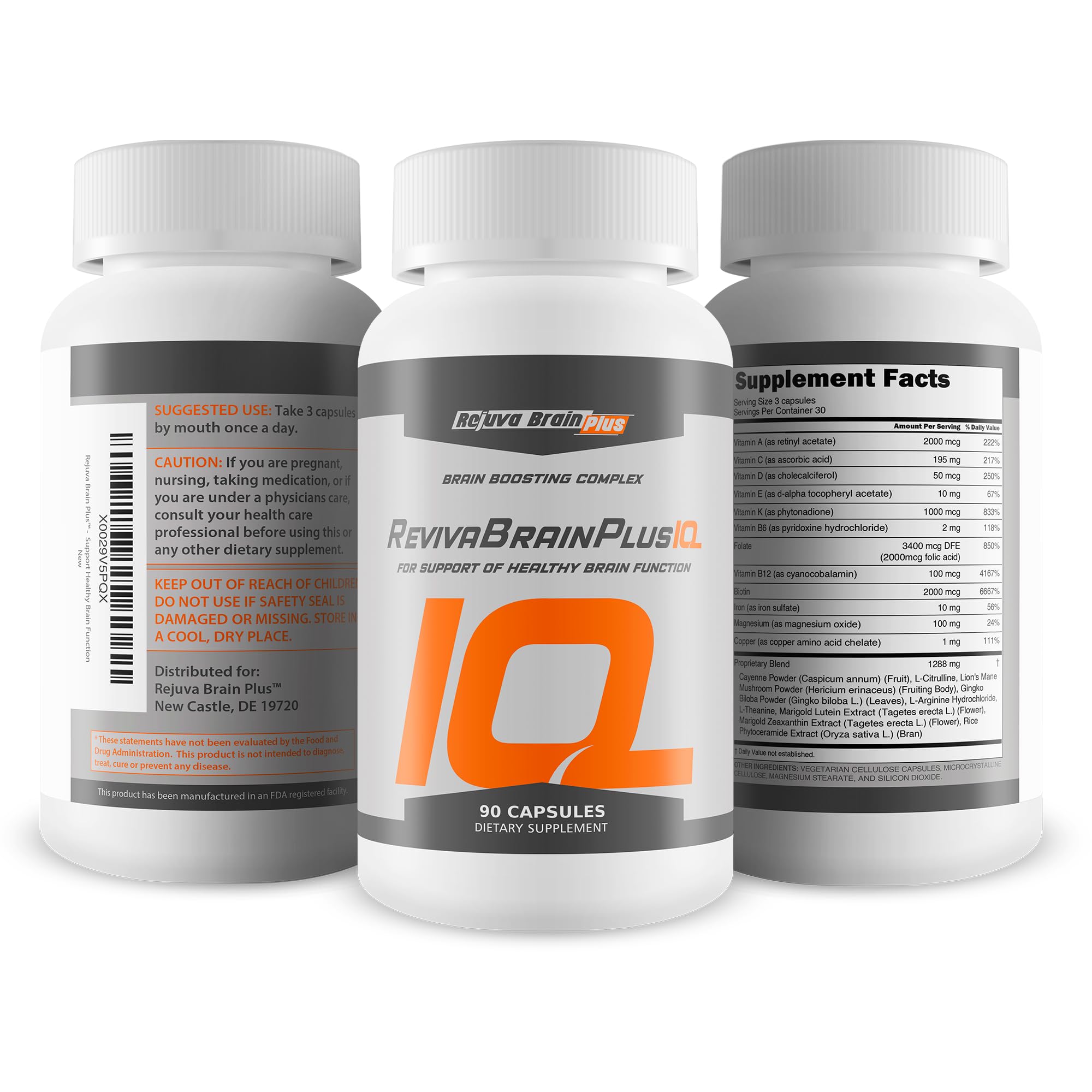 Rejuva Brain Plus Reviva Brain Plus IQ - Support Healthy Brain Function - Brain Boosting Complex Ultra Blend Formulated with Memory Support Nootropic Ingredients - Clarity - Focus - Performance Rejuva Brain Plus uk supplements