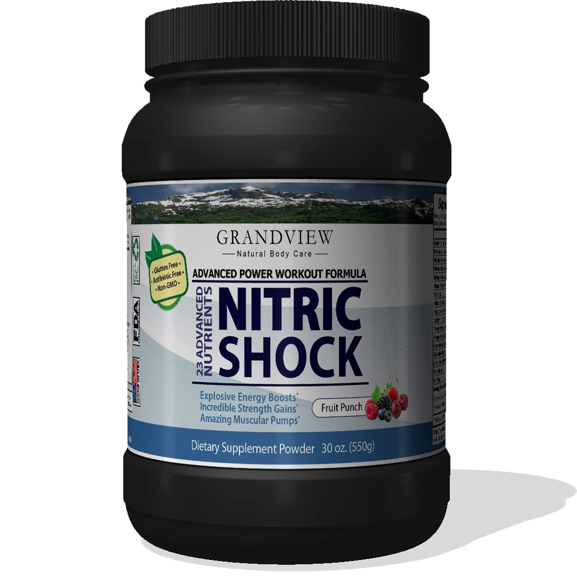 N Shock- Pre Workout Powder, x10 Strength, 44 Servings, (Fruit Punch) Boost Energy Grandview Natural Body Care uk supplements