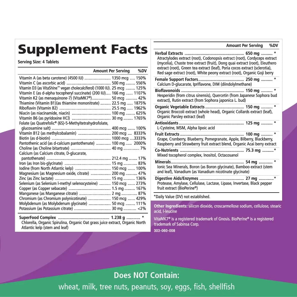 PURE ESSENCE LABS LifeEssence Women's Formula - World's Most Energetic Multiple - The Master Multiple - 120 Tablets PURE ESSENCE LABS uk supplements