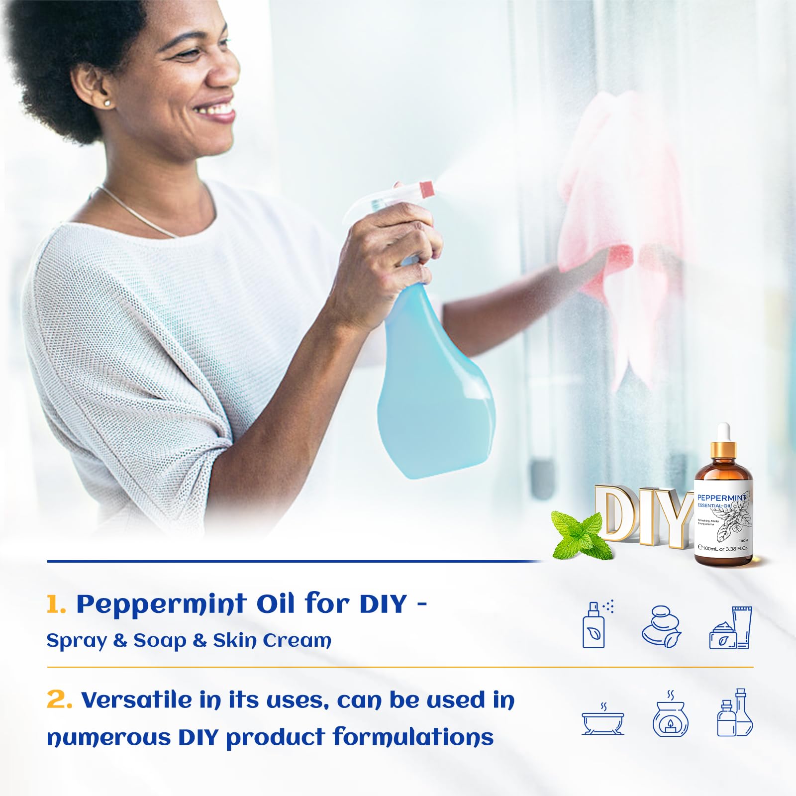 HIQILI Peppermint Essential Oil, 100% Pure Natural for Diffuser, Hair, Massage, Add to Spray HIQILI uk supplements