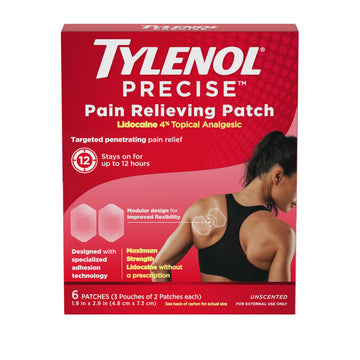 Tylenol Precise Pain Relieving Patches, Topical Analgesic Patches + Maximum OTC Strength Lidocaine Penetrates, Targeted Relief Ideal for Shoulder, Back & Knee Pain, Unscented, 3 x 2 ct Tylenol uk supplements